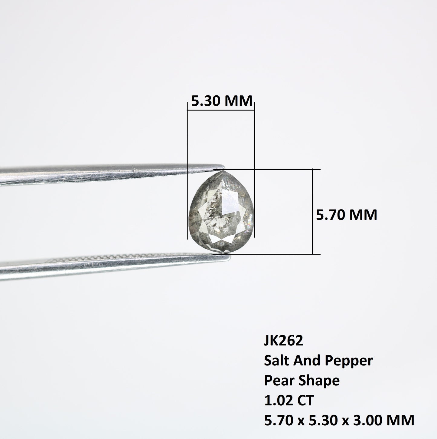 1.02 Carat Loose Pear Shaped Natural Salt And Pepper Diamond For Wedding Ring - JayKrishna Diamond