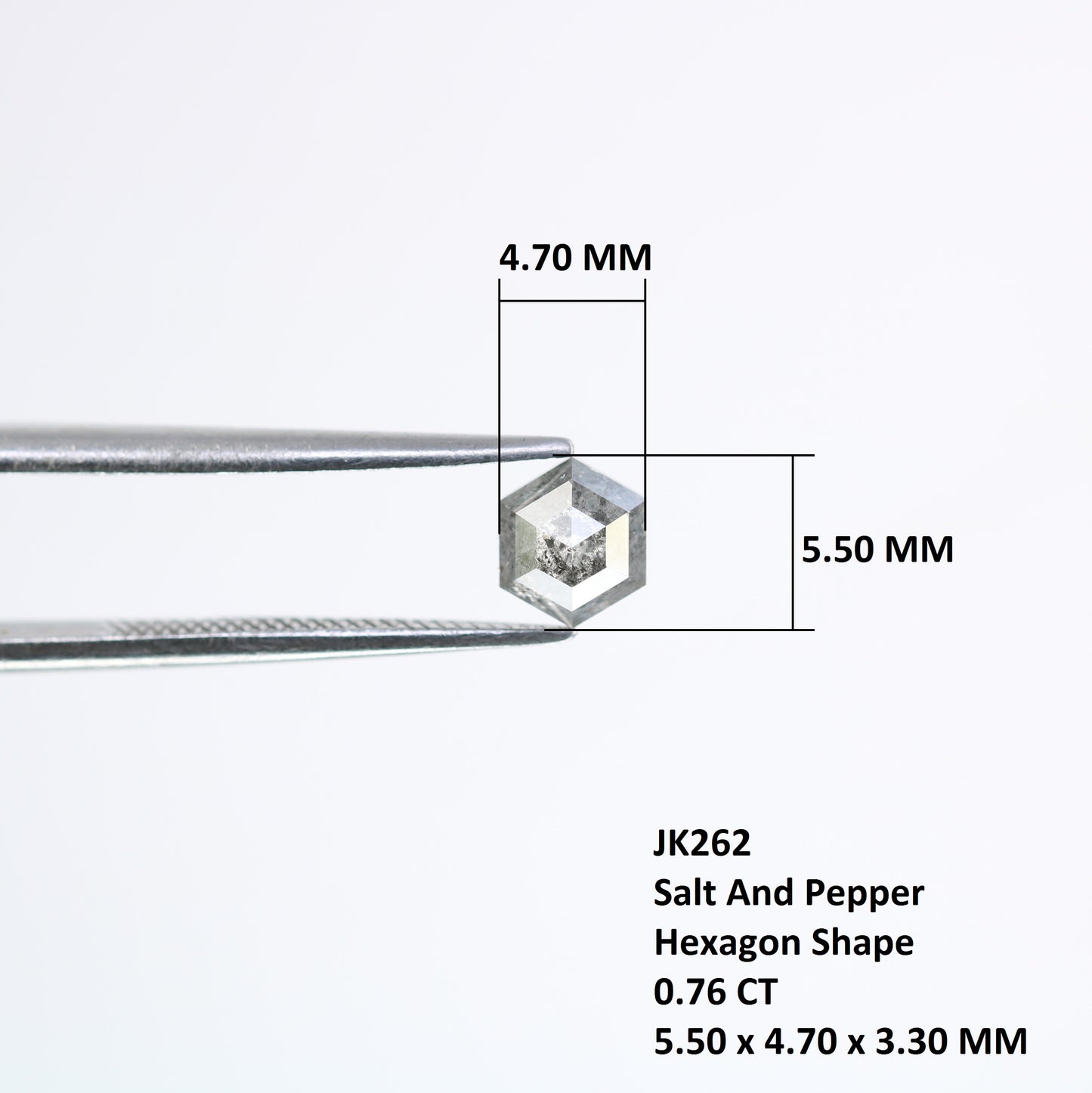 0.76 Carat Salt And Pepper Loose Natural Hexagon Shaped Diamond For Wedding Ring - JayKrishna Diamond