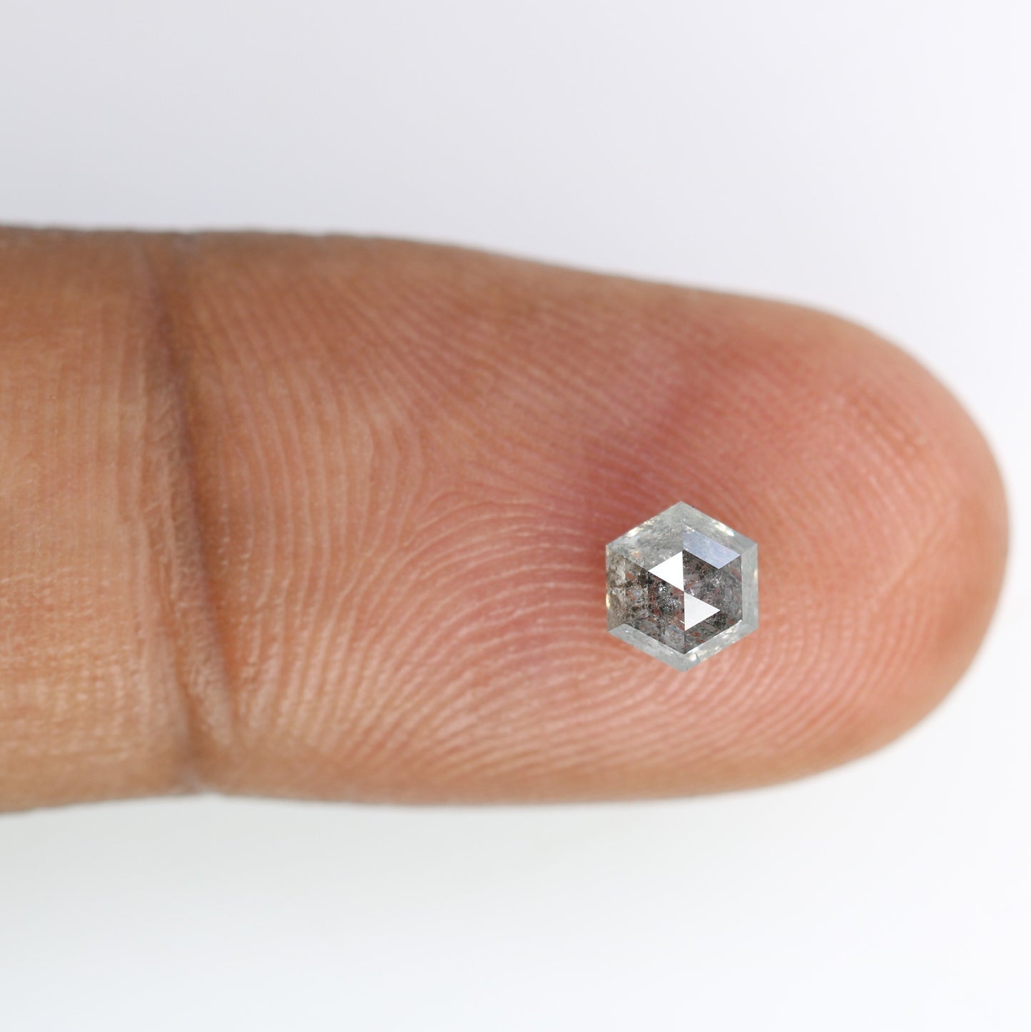 0.76 Carat Salt And Pepper Loose Natural Hexagon Shaped Diamond For Wedding Ring - JayKrishna Diamond