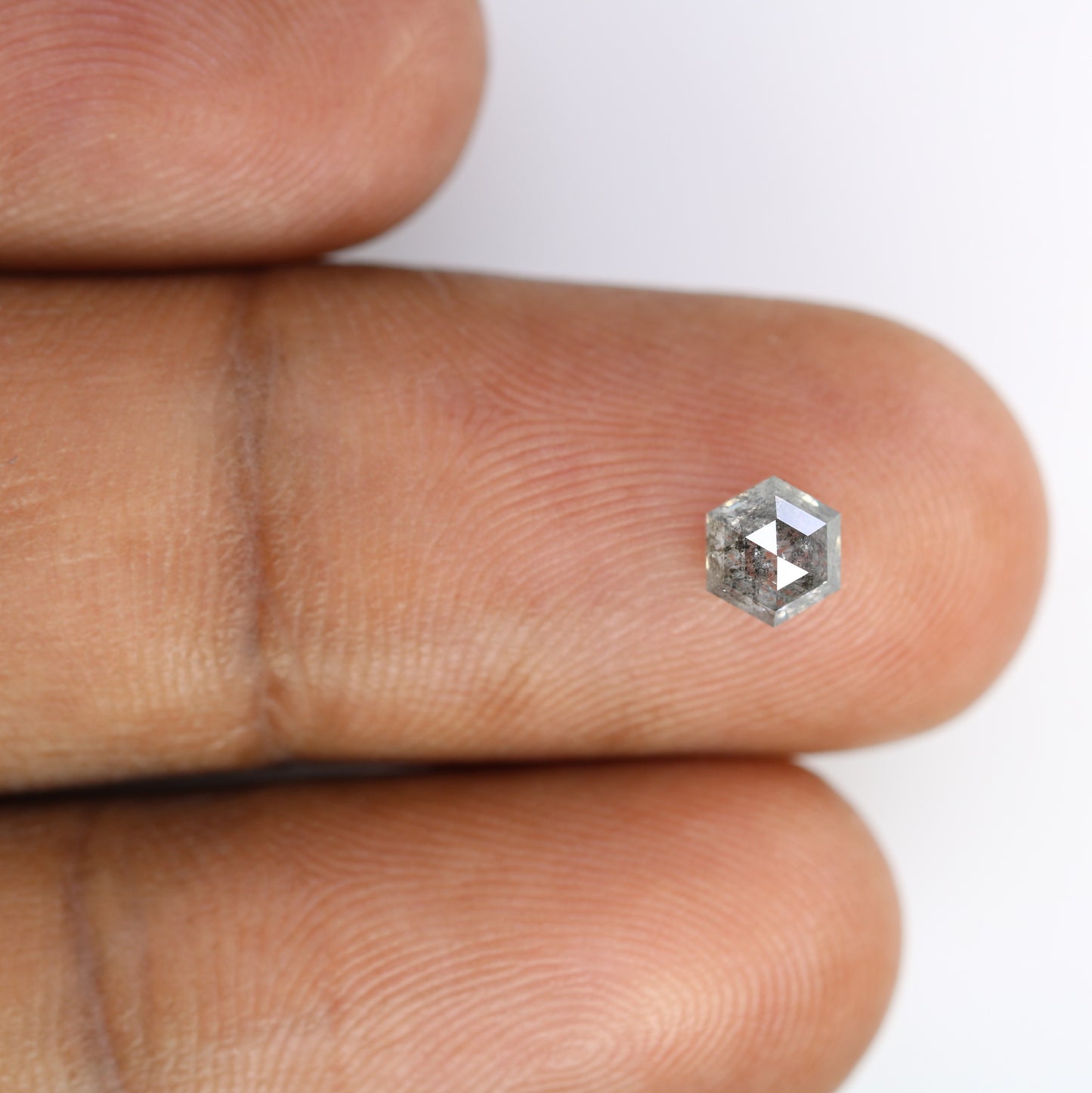 0.76 Carat Salt And Pepper Loose Natural Hexagon Shaped Diamond For Wedding Ring - JayKrishna Diamond