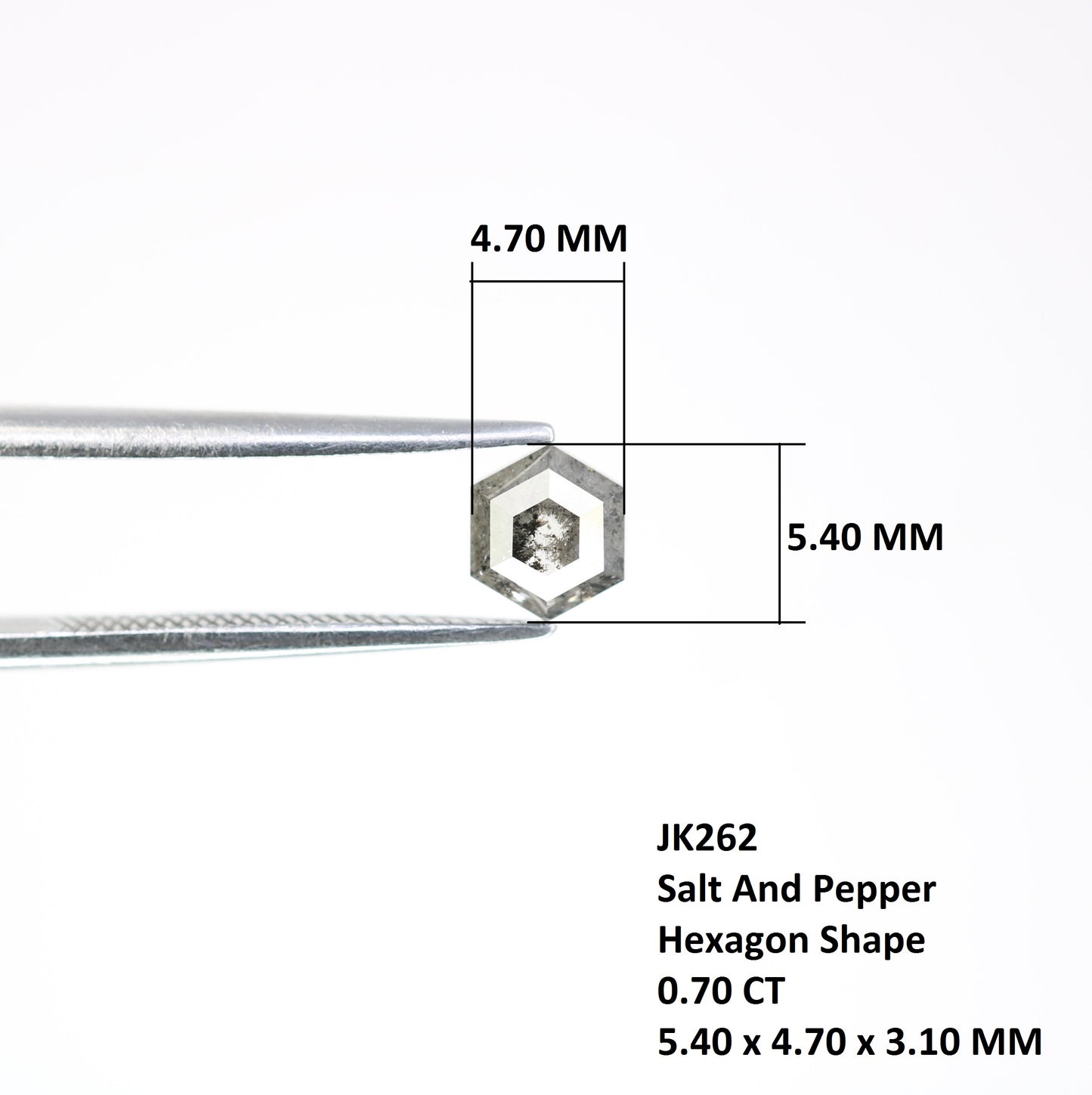 0.70 Carat Loose Hexagon Shaped Natural Salt And Pepper Diamond For Wedding Ring - JayKrishna Diamond