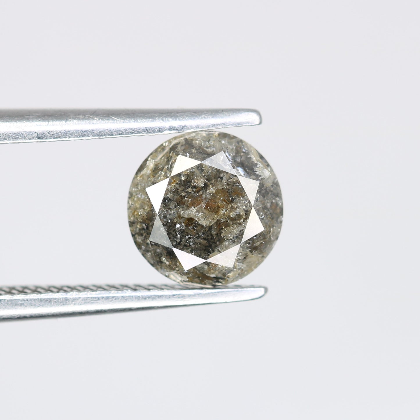 0.95 CT Salt and Pepper Round Brilliant Cut Diamond For Engagement Ring - JayKrishna Diamond