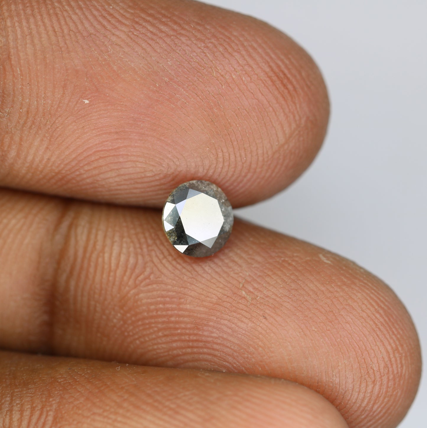 0.92 CT Round Brilliant Cut Salt and Pepper Diamond For Engagement Ring - JayKrishna Diamond