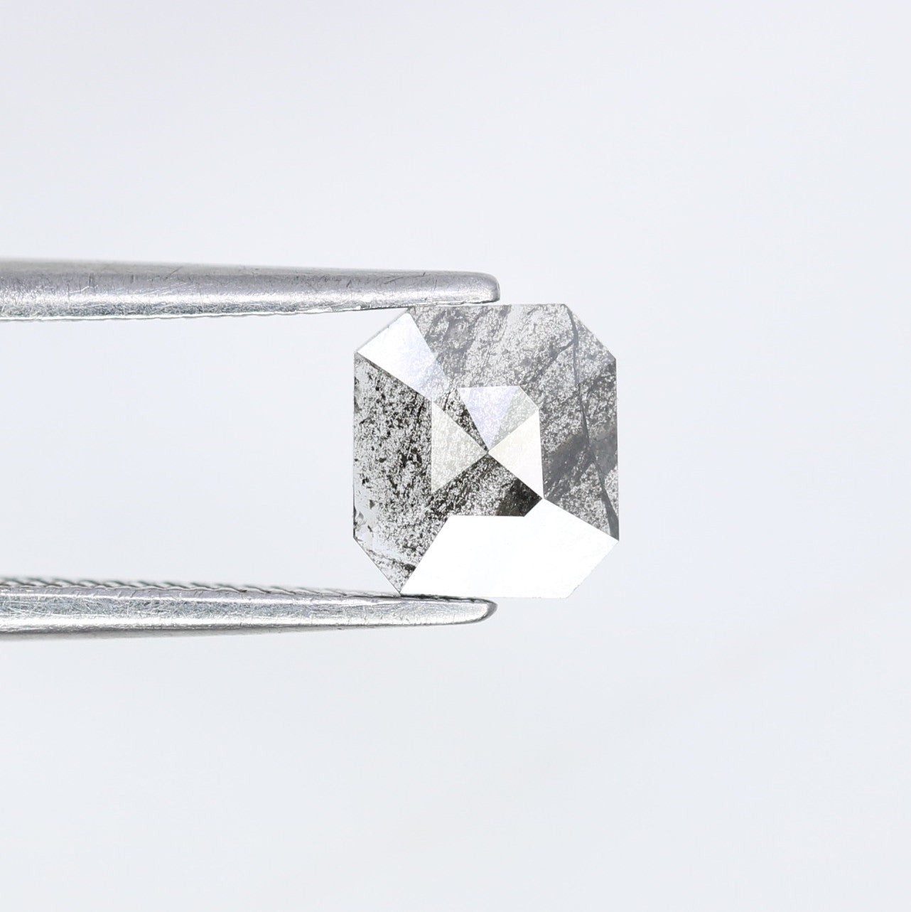 0.61 Carat Emerald Shape Loose Natural Salt and Pepper Diamond for a One-of-a-Kind Galaxy Ring - JayKrishna Diamond