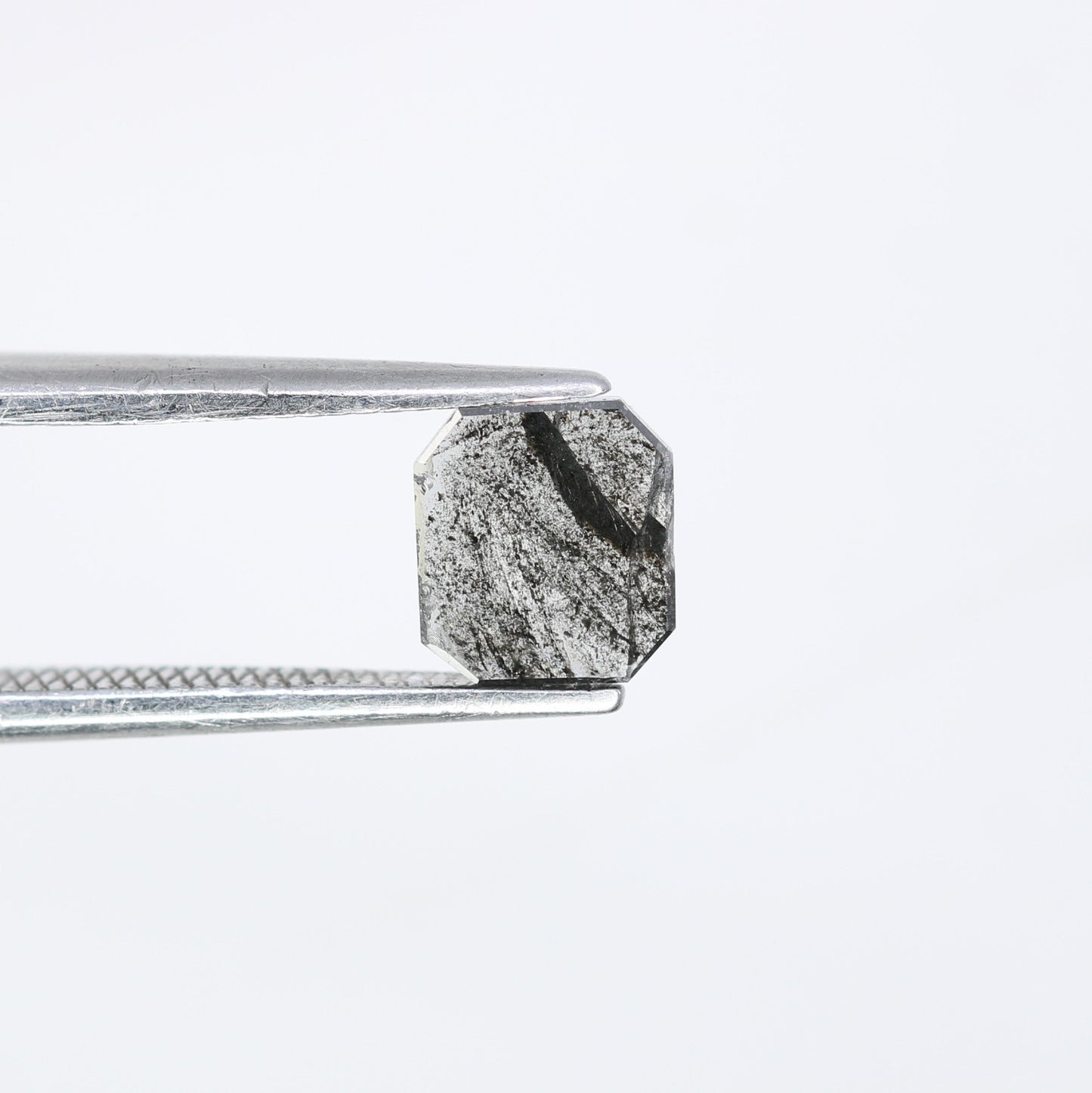 0.61 Carat Emerald Shape Loose Natural Salt and Pepper Diamond for a One-of-a-Kind Galaxy Ring - JayKrishna Diamond