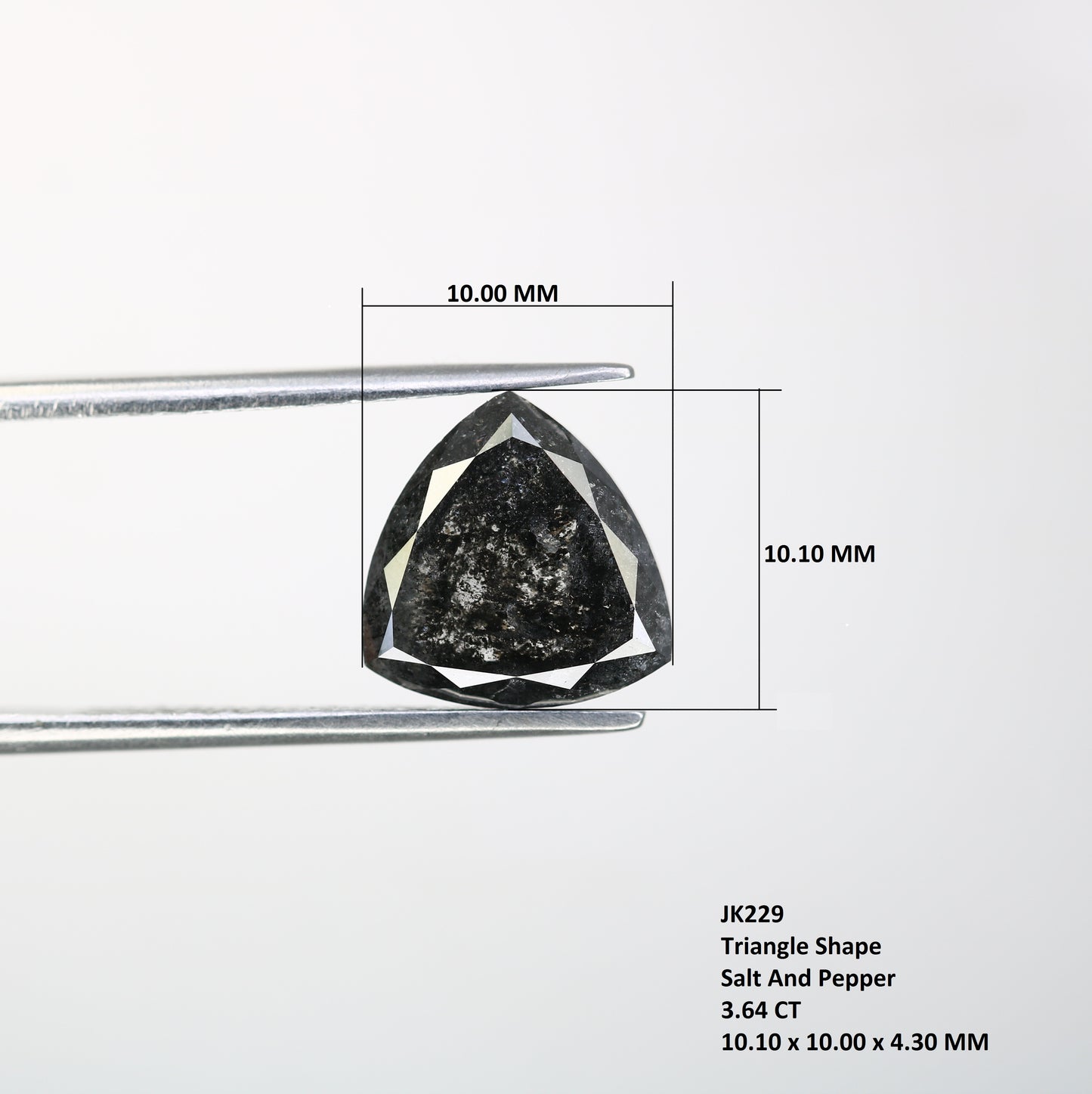 3.64 CT Salt And Pepper Natural Triangle Shape Diamond For Engagement Ring - JayKrishna Diamond