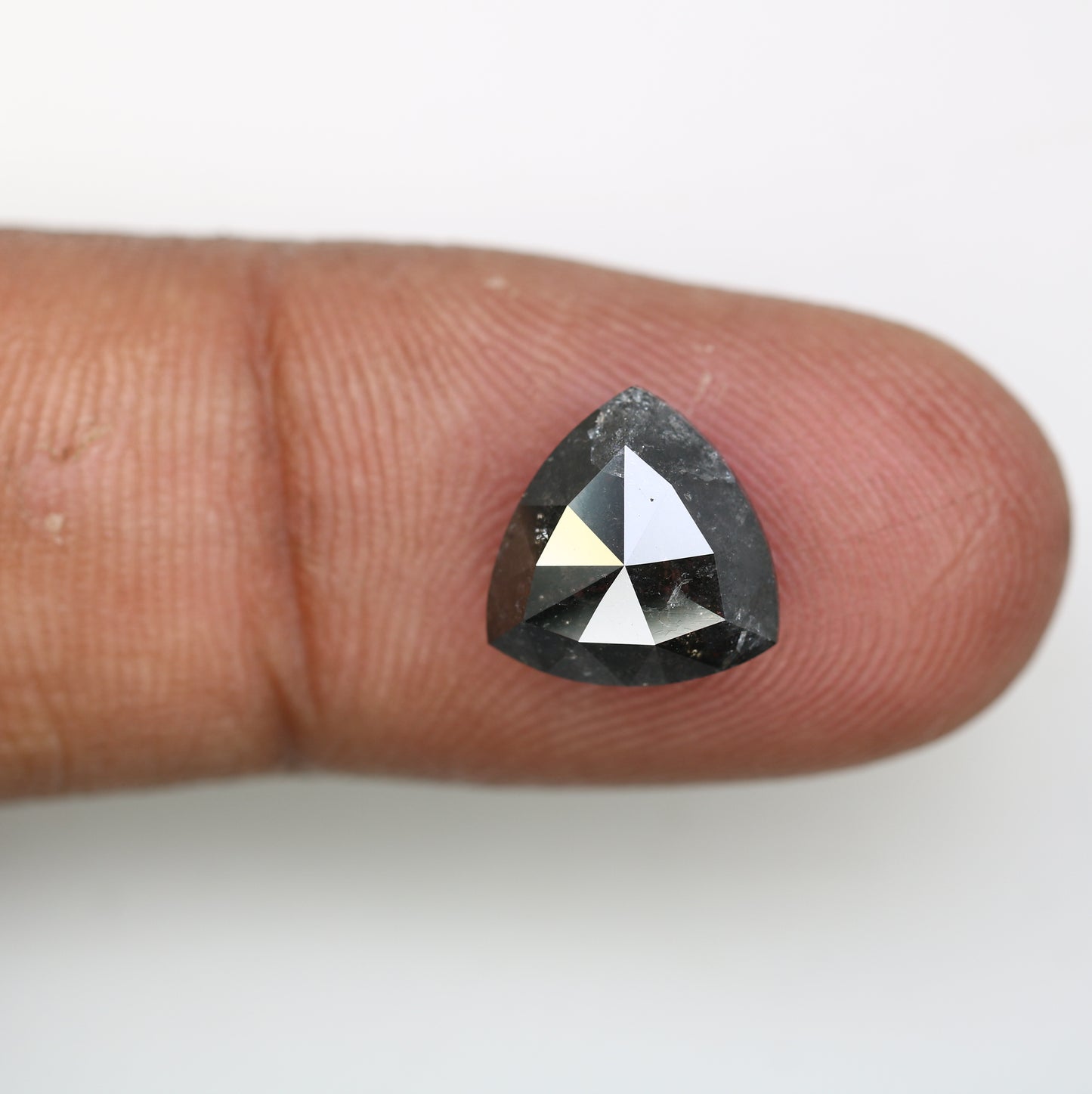 3.64 CT Salt And Pepper Natural Triangle Shape Diamond For Engagement Ring - JayKrishna Diamond