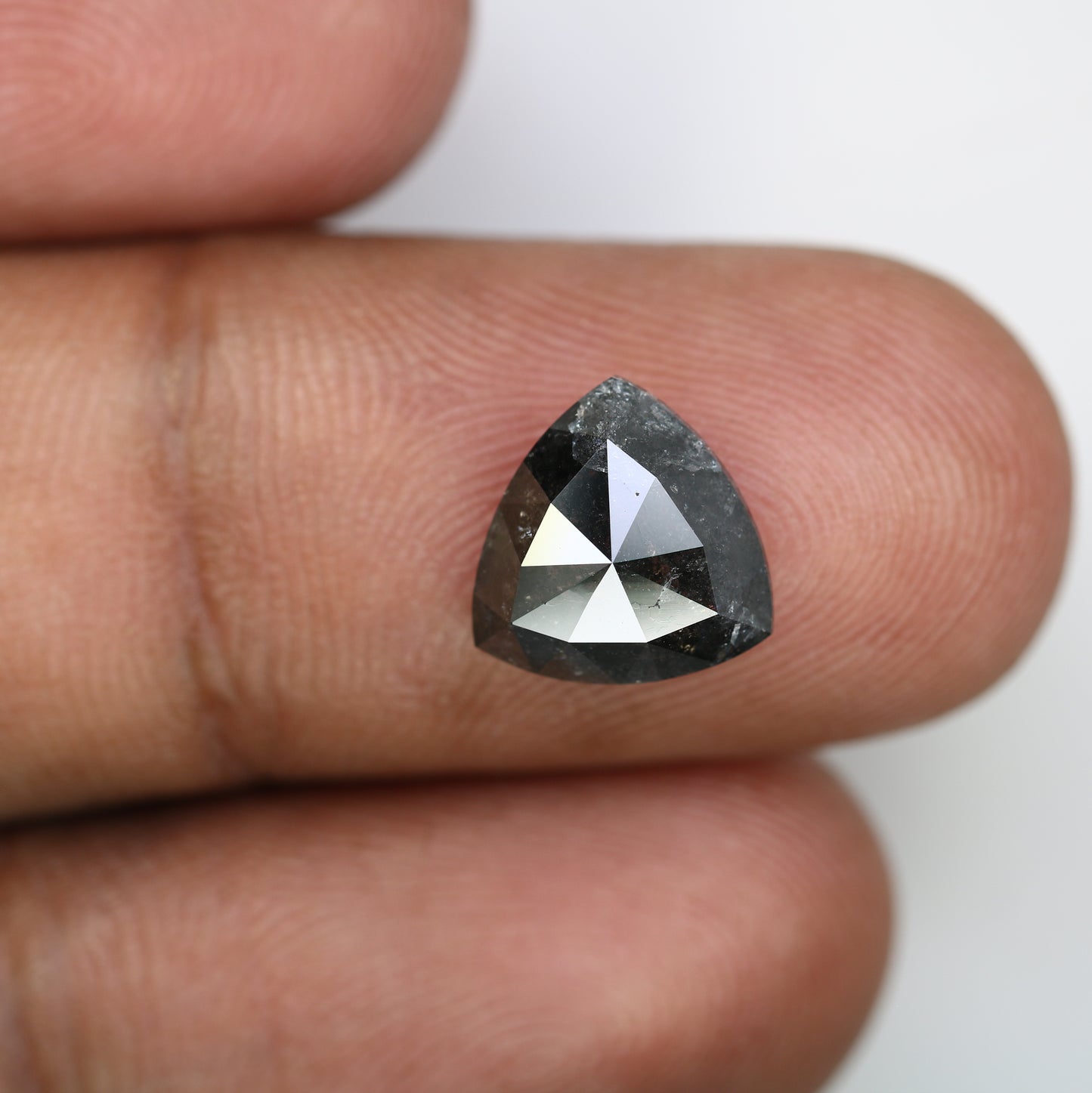3.64 CT Salt And Pepper Natural Triangle Shape Diamond For Engagement Ring - JayKrishna Diamond
