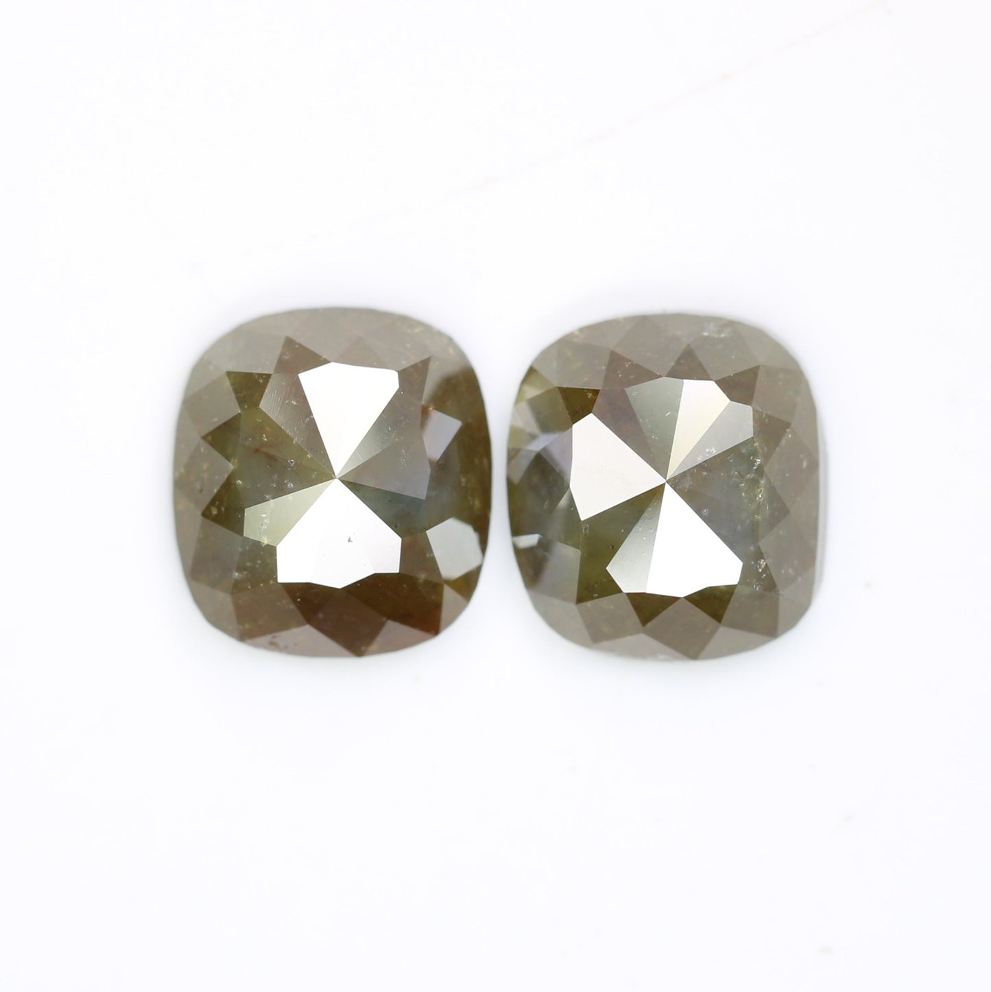 4.85 Carat Cushion Shaped Natural Green Color Loose Diamond Pair For Diamond Earring - JayKrishna Diamond