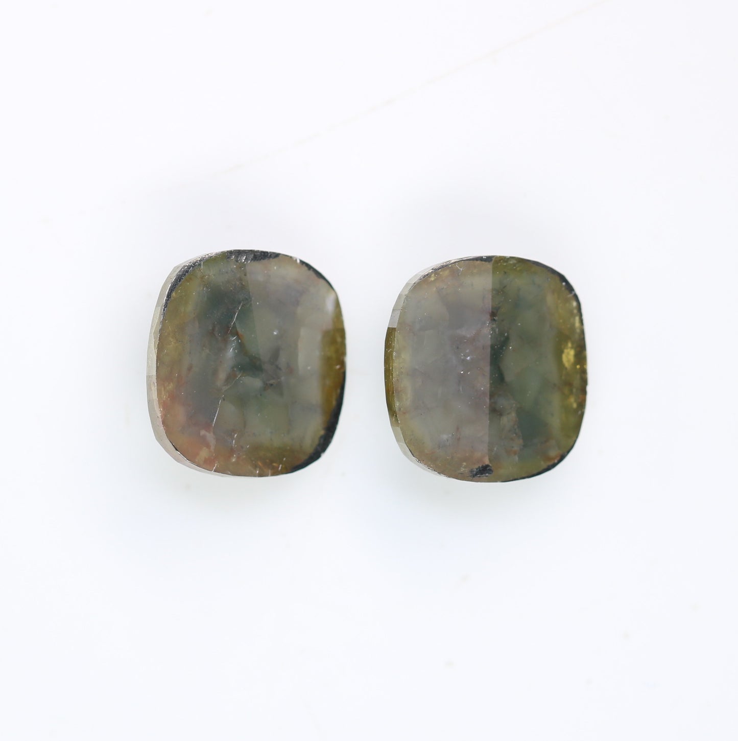 4.85 Carat Cushion Shaped Natural Green Color Loose Diamond Pair For Diamond Earring - JayKrishna Diamond