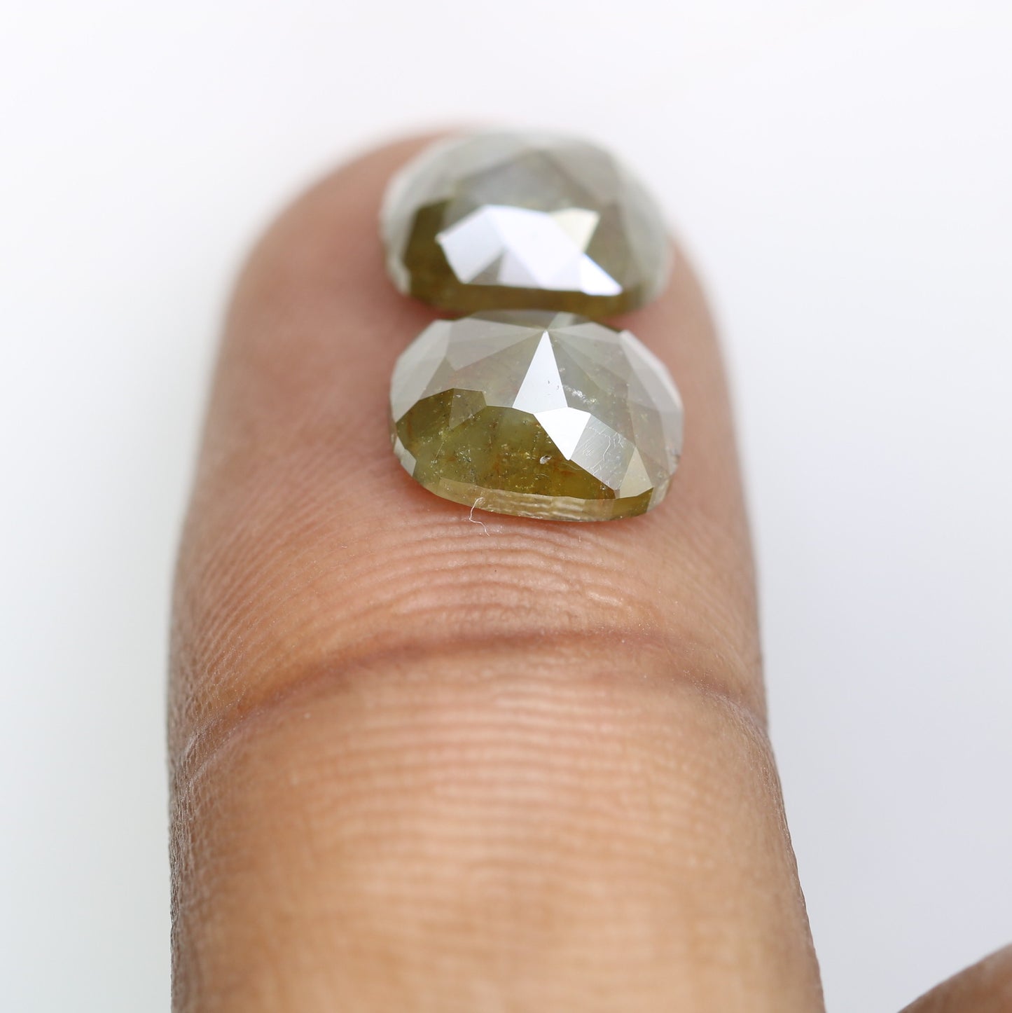 4.85 Carat Cushion Shaped Natural Green Color Loose Diamond Pair For Diamond Earring - JayKrishna Diamond