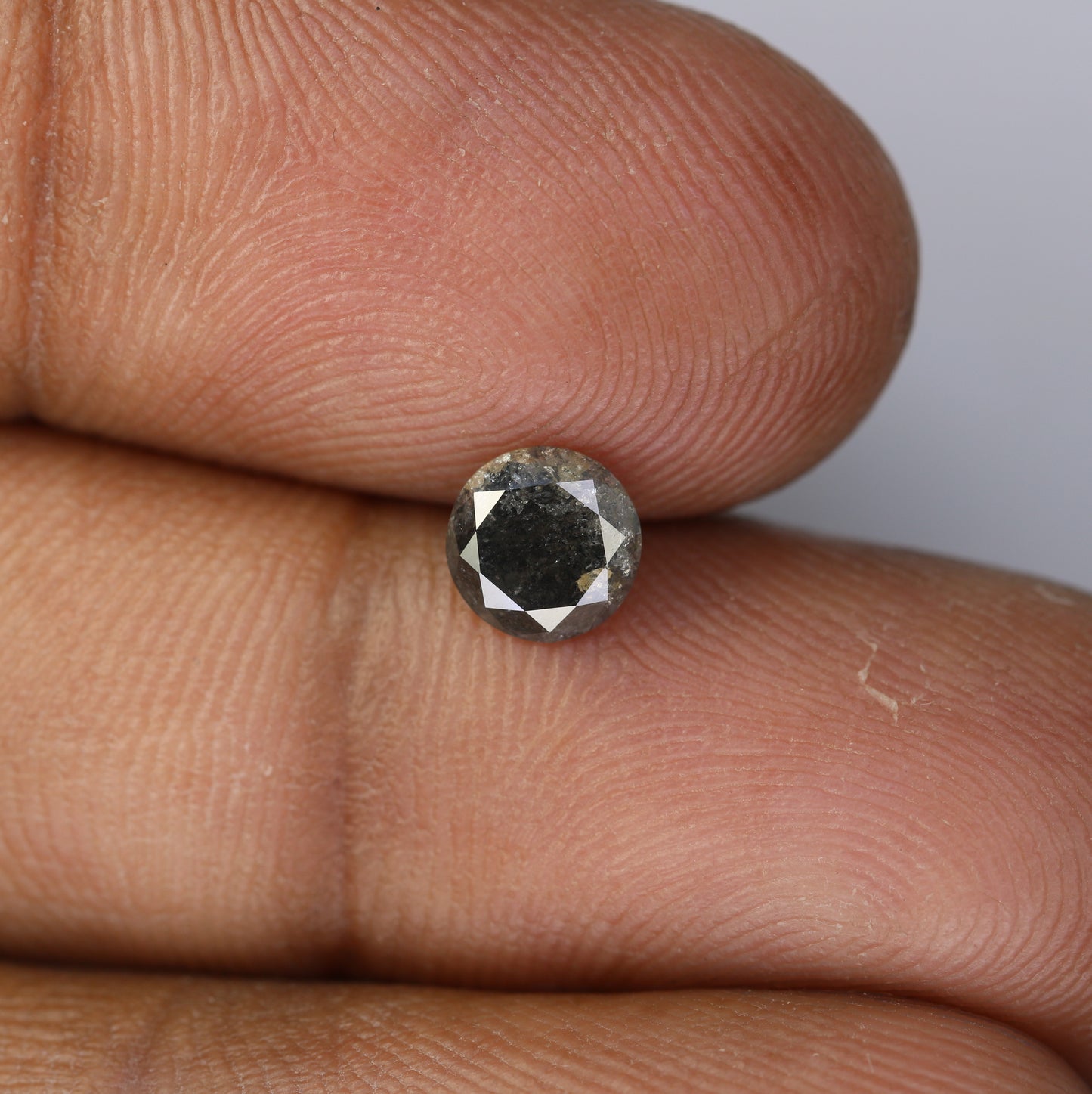 0.77 CT Round Brilliant Cut Salt and Pepper Diamond For Engagement Ring - JayKrishna Diamond