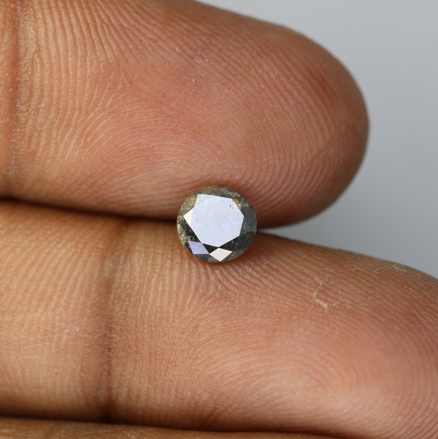 0.77 CT Round Brilliant Cut Salt and Pepper Diamond For Engagement Ring - JayKrishna Diamond