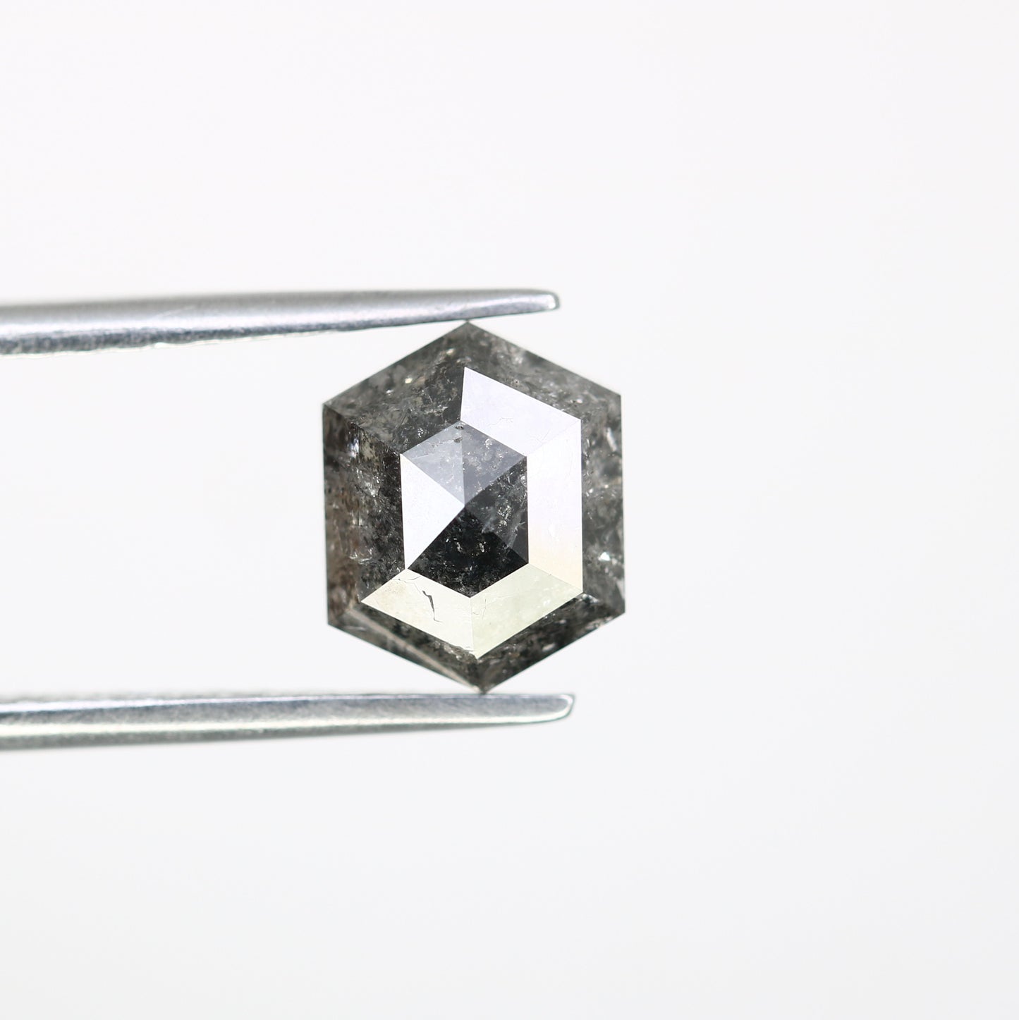 2.47 CT Salt And Pepper Elongated Hexagon Shape Diamond For Engagement Ring - JayKrishna Diamond