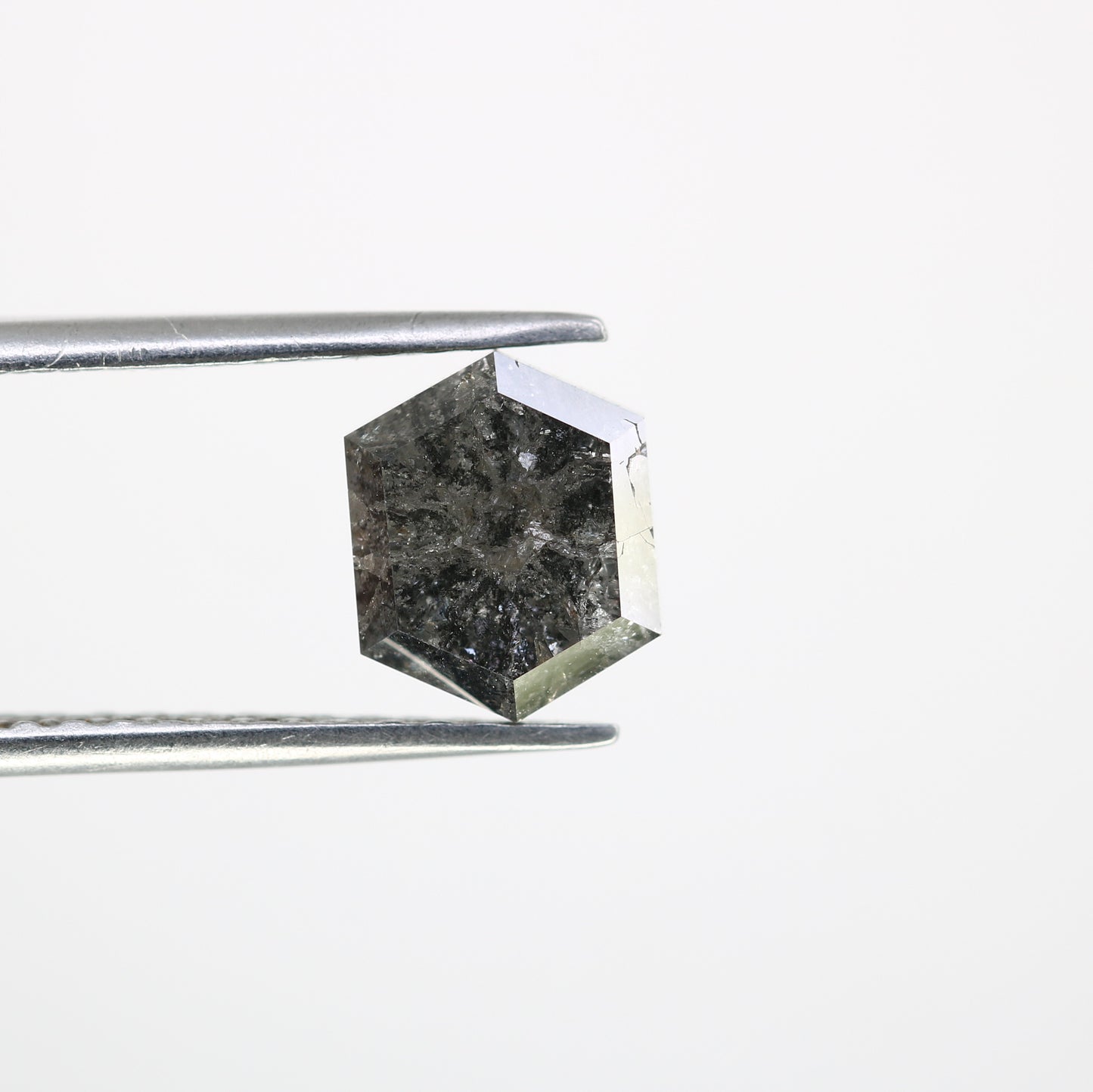 2.47 CT Salt And Pepper Elongated Hexagon Shape Diamond For Engagement Ring - JayKrishna Diamond