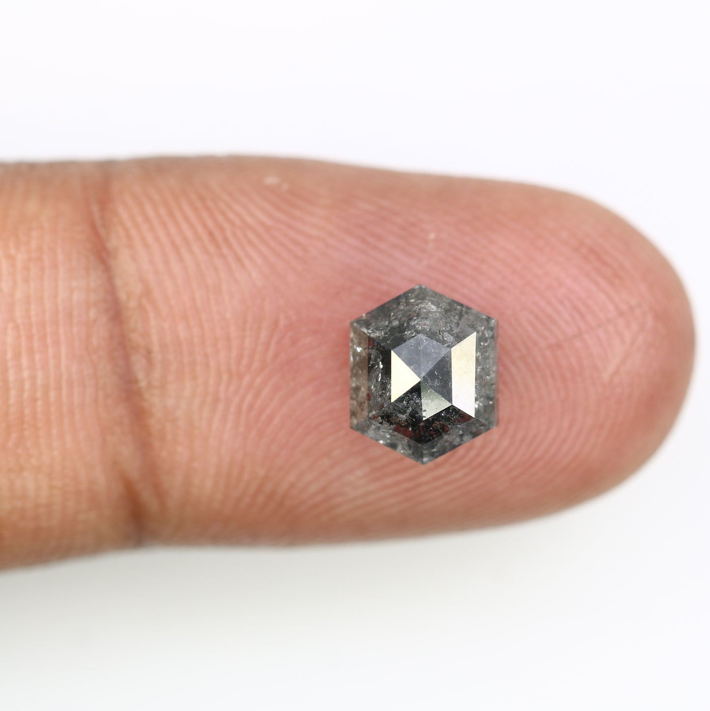 2.47 CT Salt And Pepper Elongated Hexagon Shape Diamond For Engagement Ring - JayKrishna Diamond