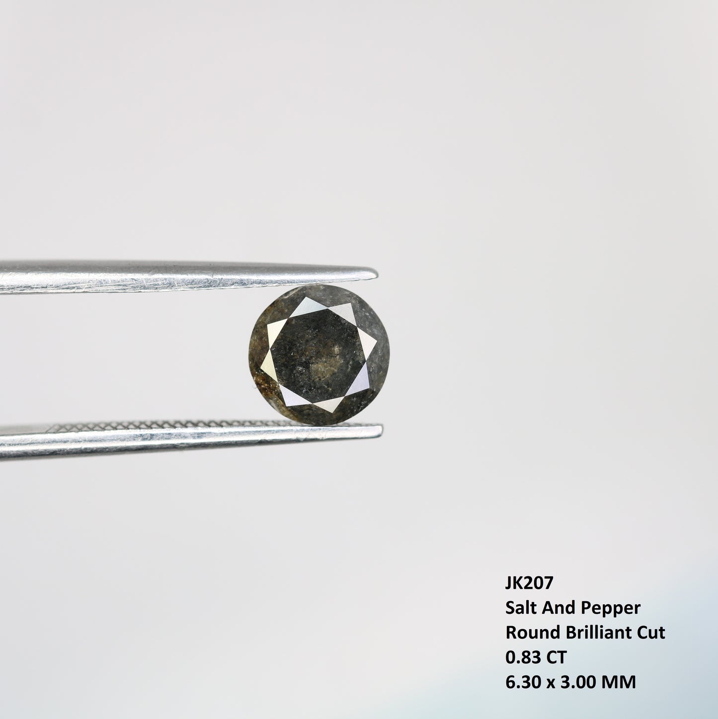0.83 CT Salt and Pepper Round Brilliant Cut Diamond For Engagement Ring - JayKrishna Diamond