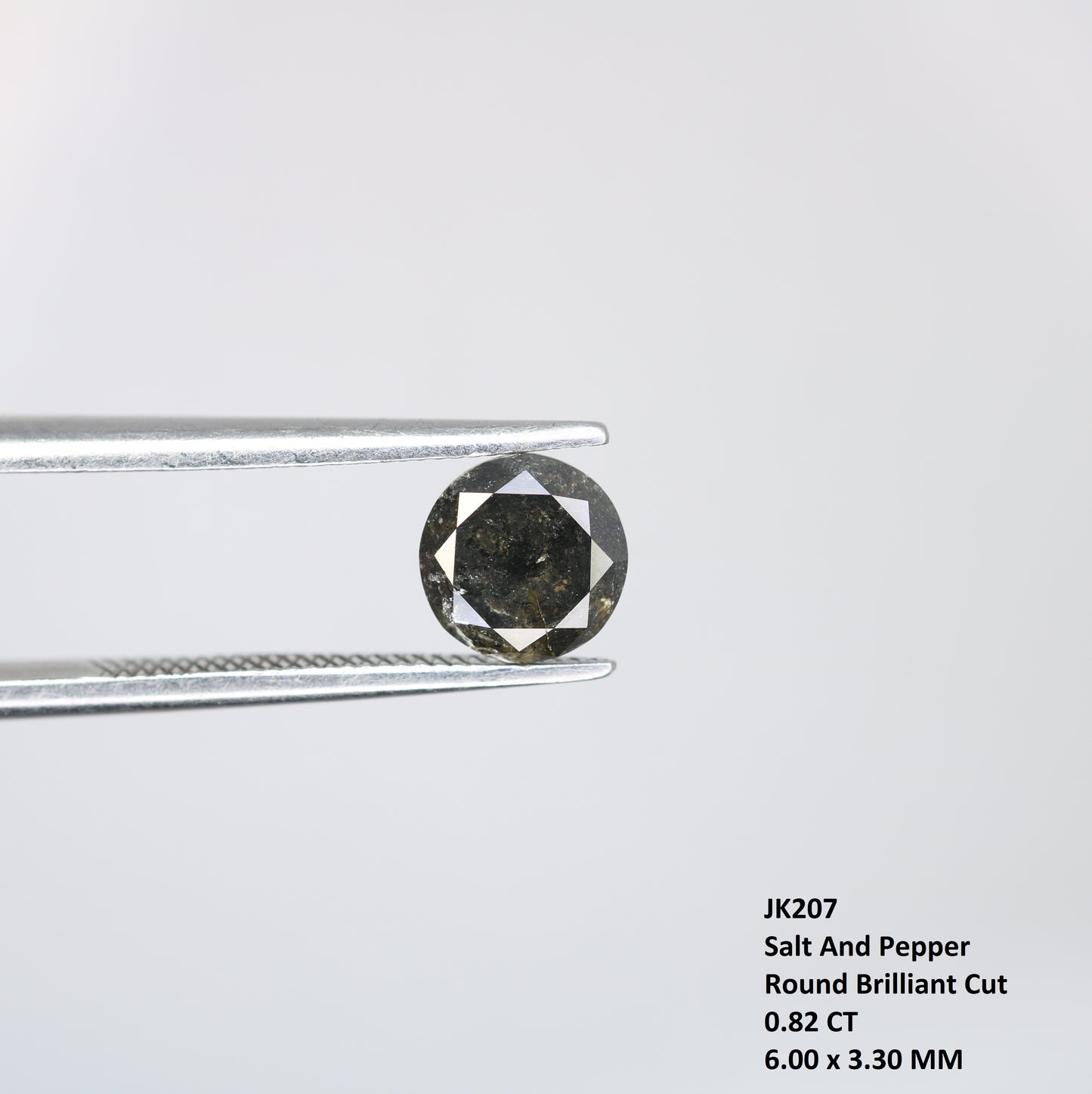 0.82 CT Salt and Pepper Round Brilliant Cut Diamond For Engagement Ring - JayKrishna Diamond