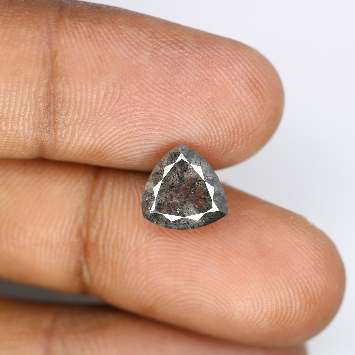 3.58 CT Salt And Pepper Triangle Cut Natural Diamond For Engagement Ring - JayKrishna Diamond