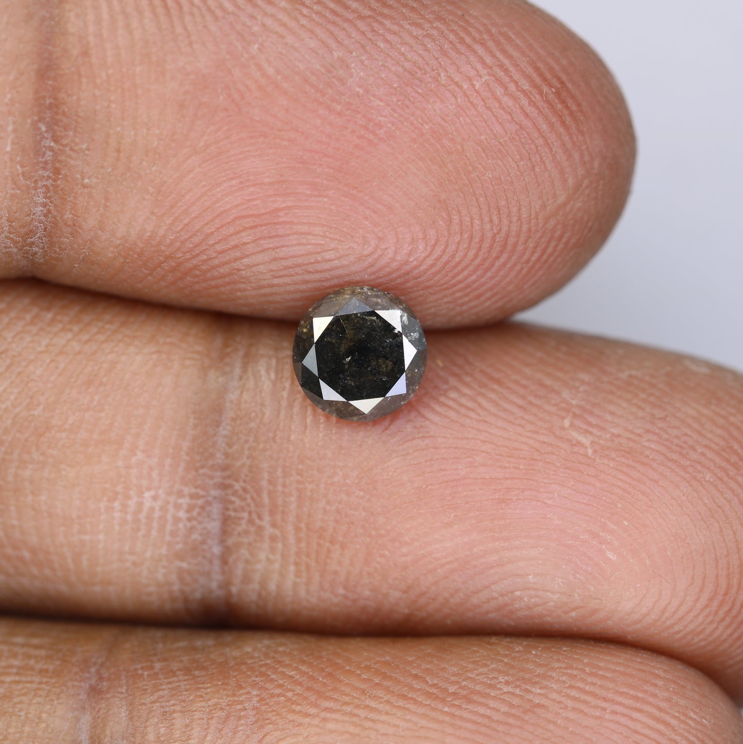 0.82 CT Salt and Pepper Round Brilliant Cut Diamond For Engagement Ring - JayKrishna Diamond