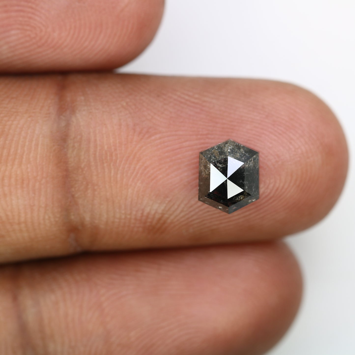 1.79 CT Loose Hexagon Cut Salt And Pepper Diamond For Engagement Ring - JayKrishna Diamond