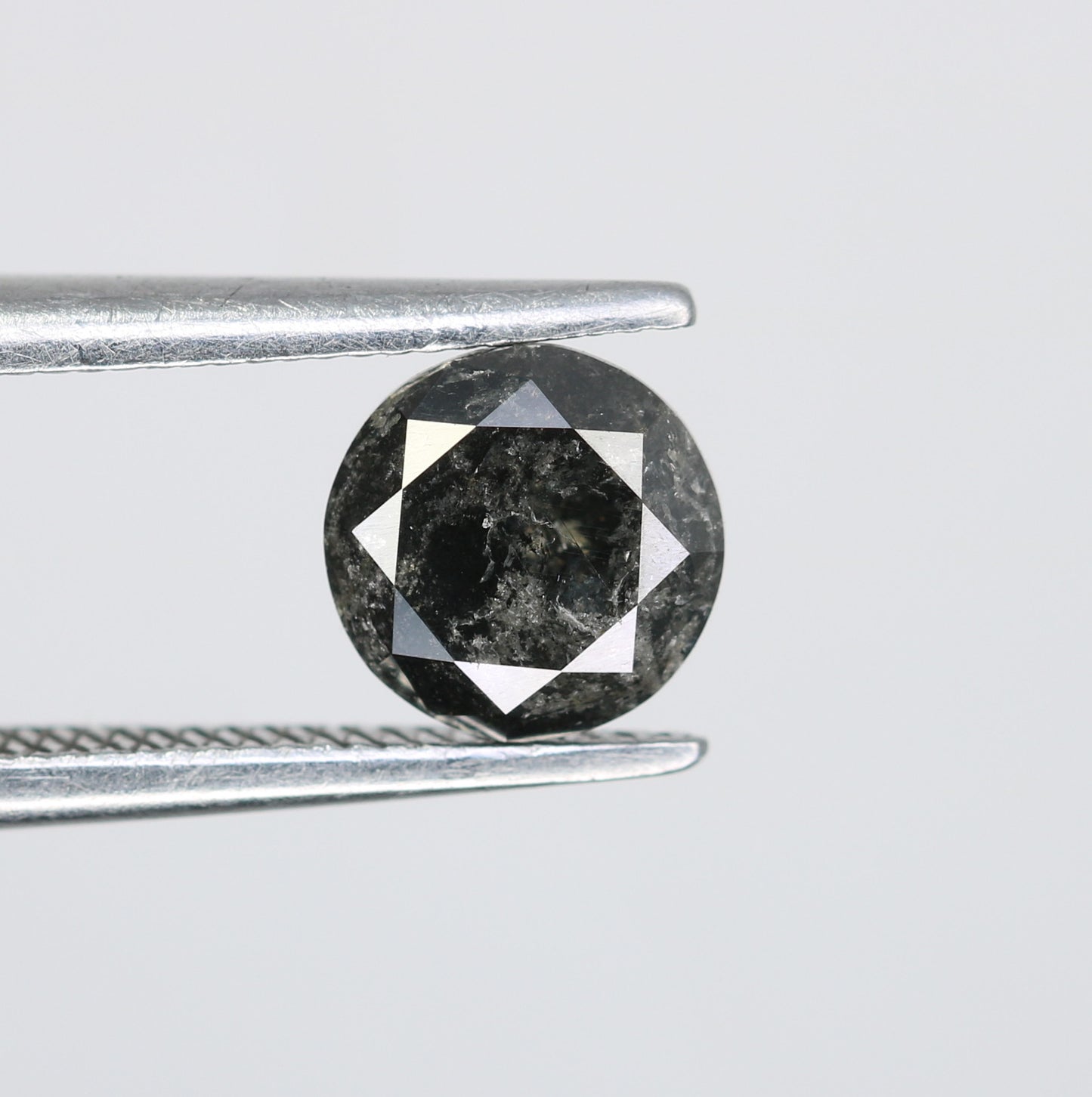 0.85 CT Loose Round Brilliant Cut Natural Fancy Salt And Pepper Diamond For Proposal Ring - JayKrishna Diamond