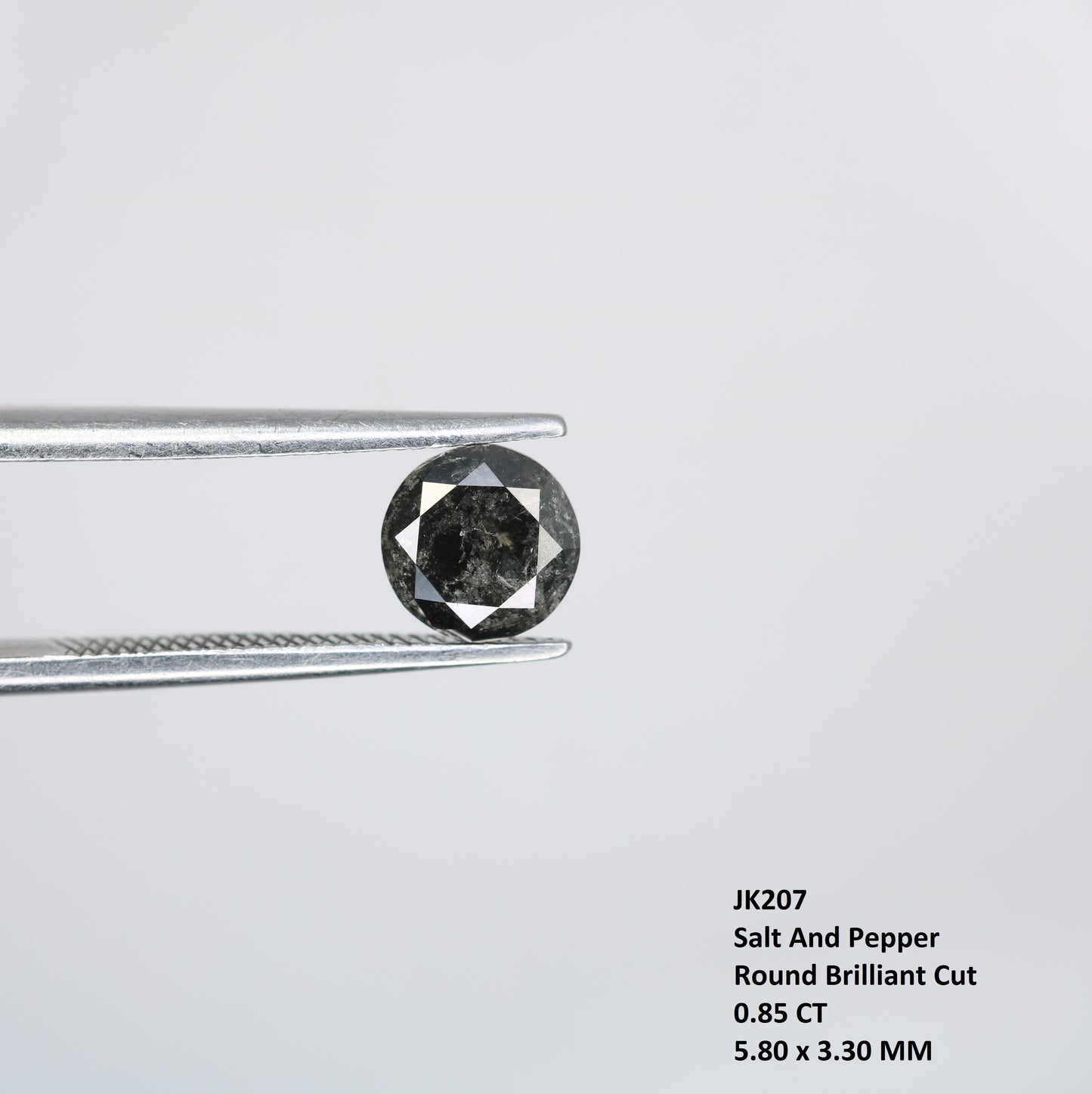0.85 CT Loose Round Brilliant Cut Natural Fancy Salt And Pepper Diamond For Proposal Ring - JayKrishna Diamond