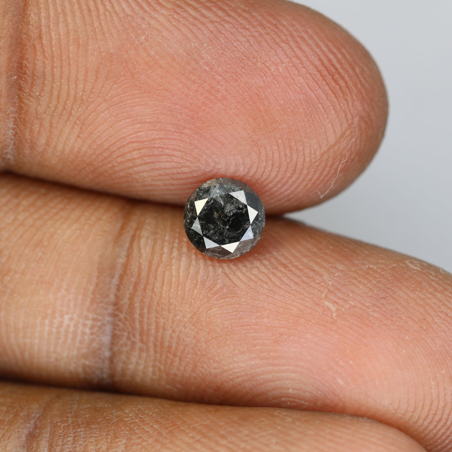 0.85 CT Loose Round Brilliant Cut Natural Fancy Salt And Pepper Diamond For Proposal Ring - JayKrishna Diamond