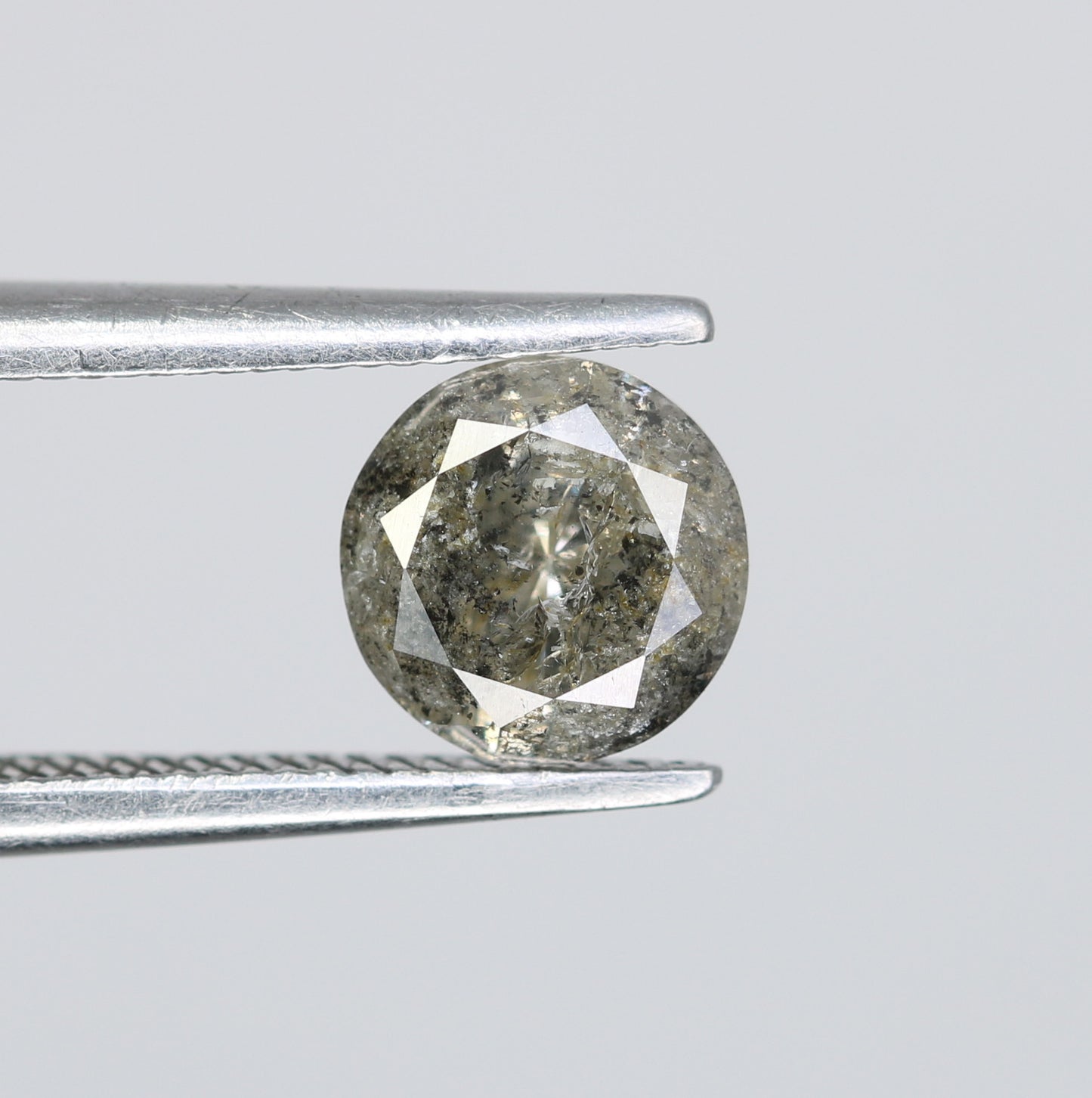 0.76 CT Salt and Pepper Round Brilliant Cut Diamond For Engagement Ring - JayKrishna Diamond