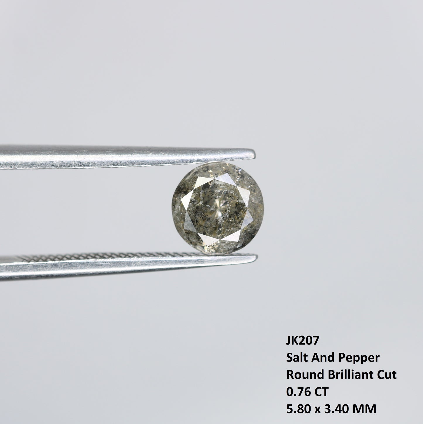 0.76 CT Salt and Pepper Round Brilliant Cut Diamond For Engagement Ring - JayKrishna Diamond