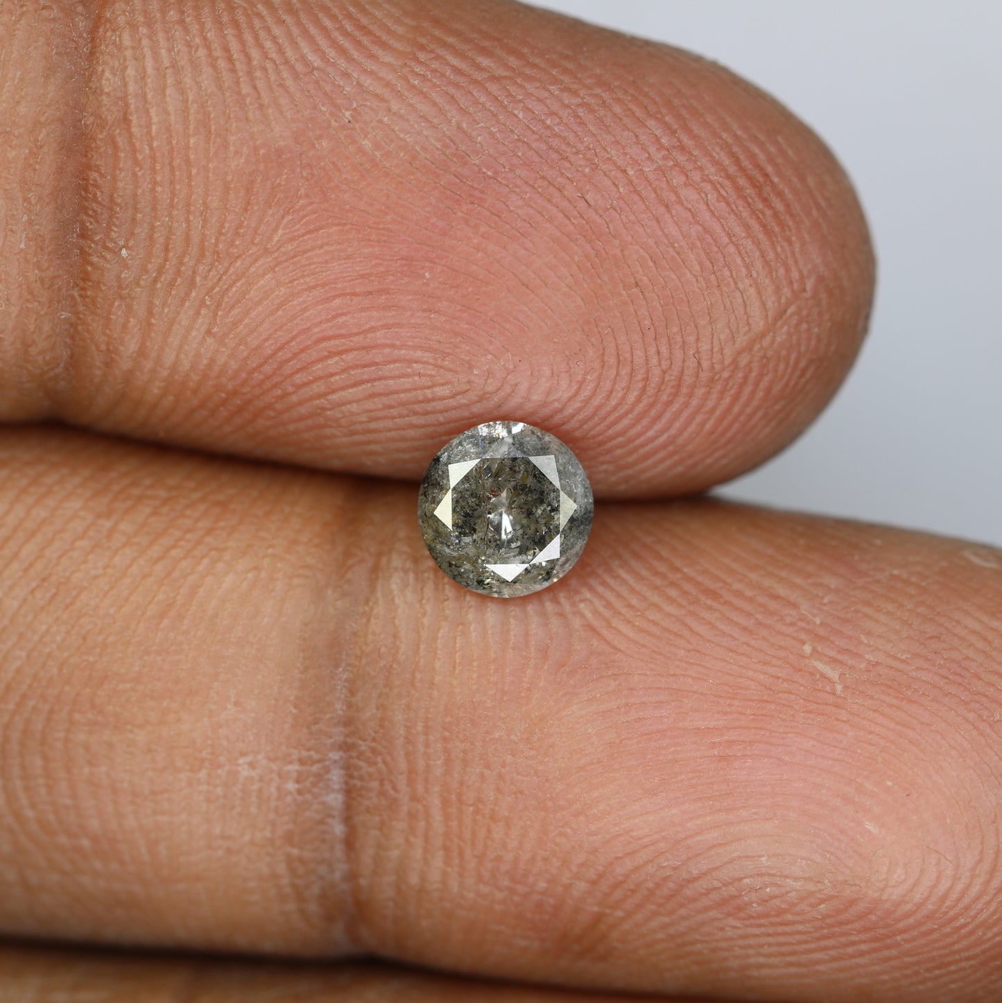 0.76 CT Salt and Pepper Round Brilliant Cut Diamond For Engagement Ring - JayKrishna Diamond