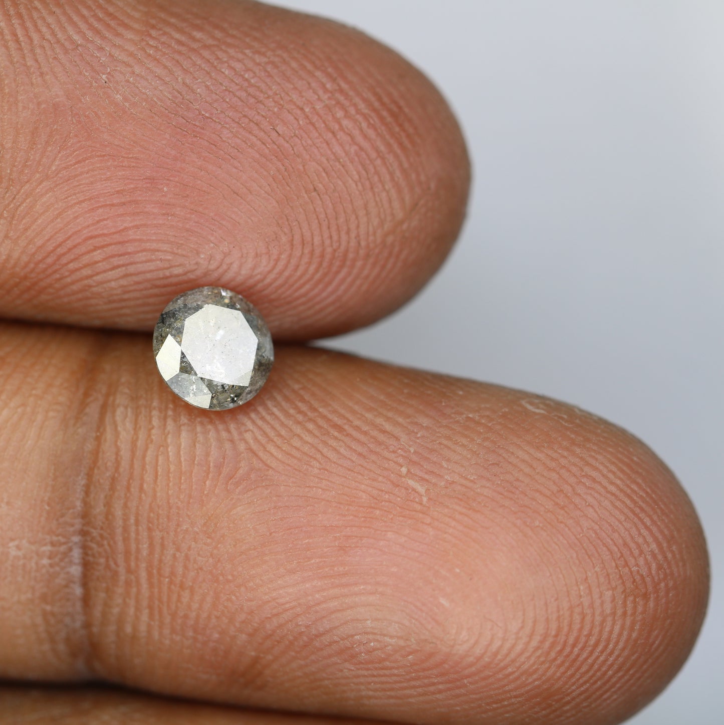 0.76 CT Salt and Pepper Round Brilliant Cut Diamond For Engagement Ring - JayKrishna Diamond