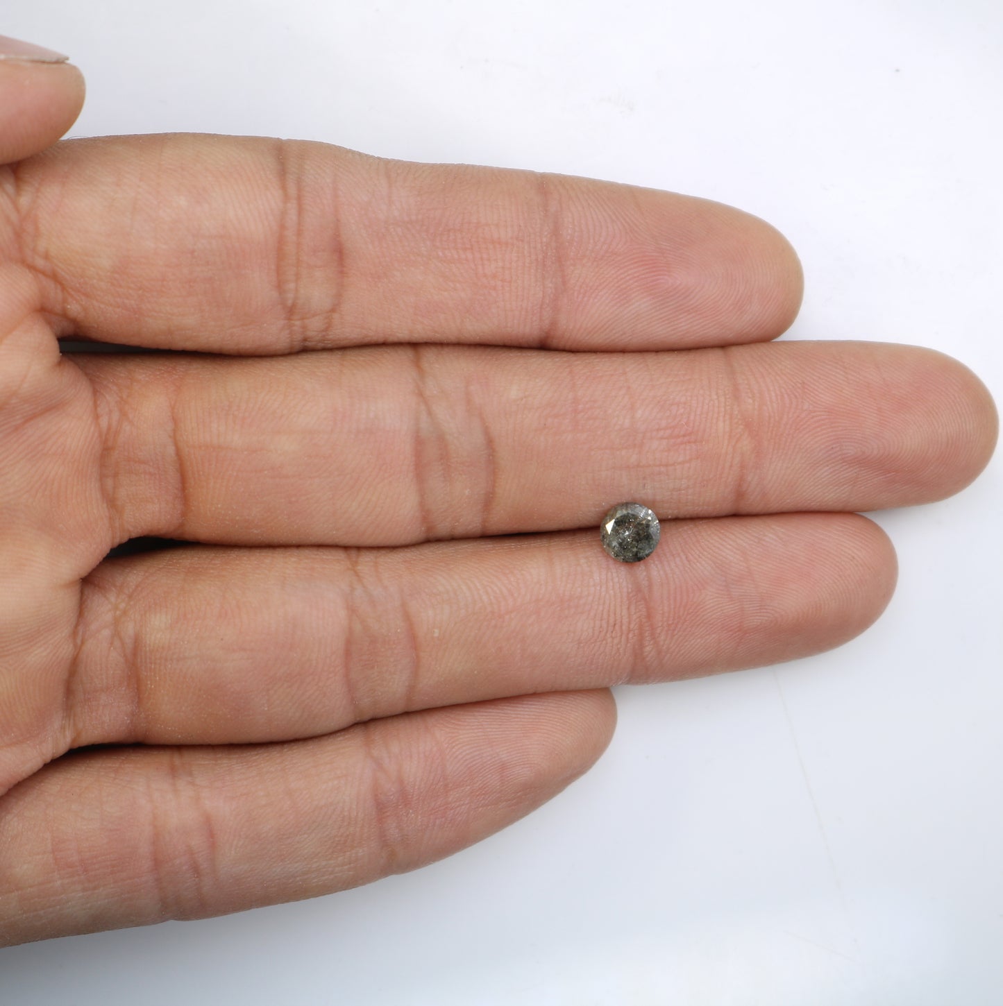 0.76 CT Salt and Pepper Round Brilliant Cut Diamond For Engagement Ring - JayKrishna Diamond
