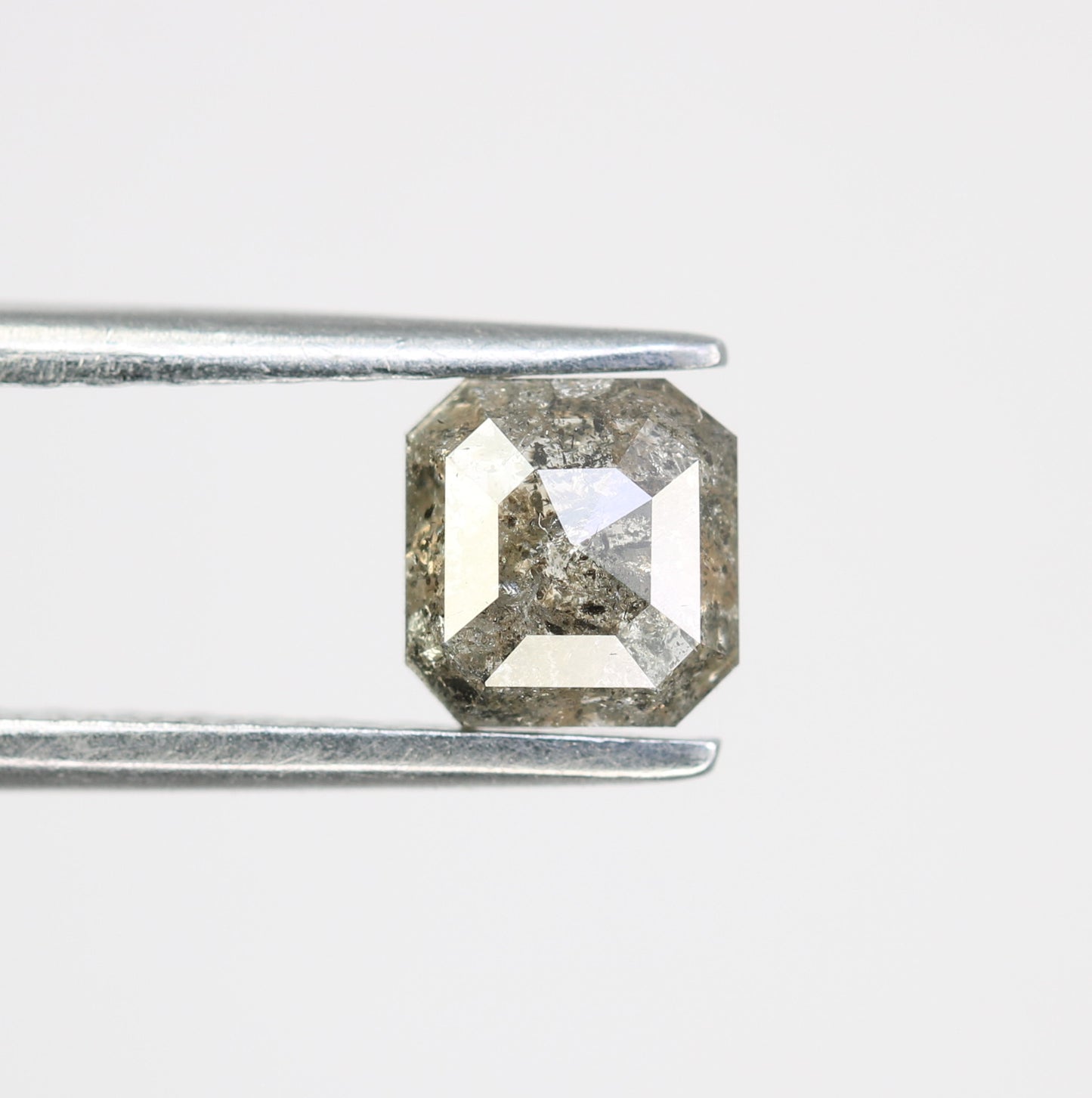 0.88 CT Asscher Shape Salt And Pepper Diamond For Engagement Ring - JayKrishna Diamond