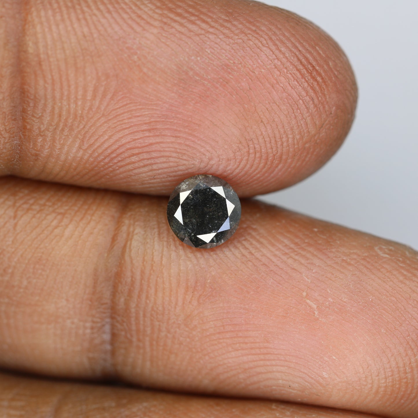 0.78 CT Salt and Pepper Round Brilliant Cut Diamond For Engagement Ring - JayKrishna Diamond