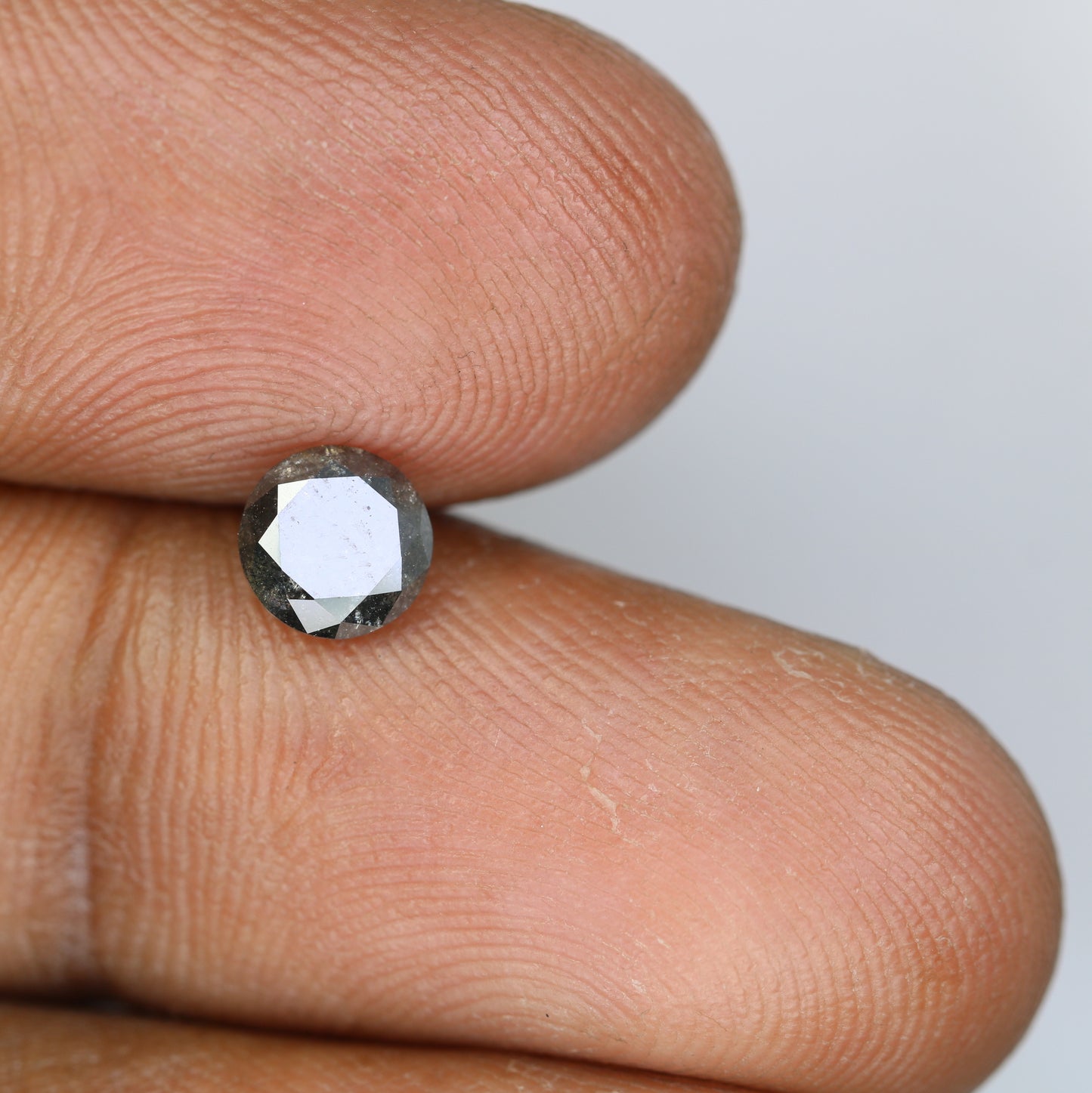 0.78 CT Salt and Pepper Round Brilliant Cut Diamond For Engagement Ring - JayKrishna Diamond