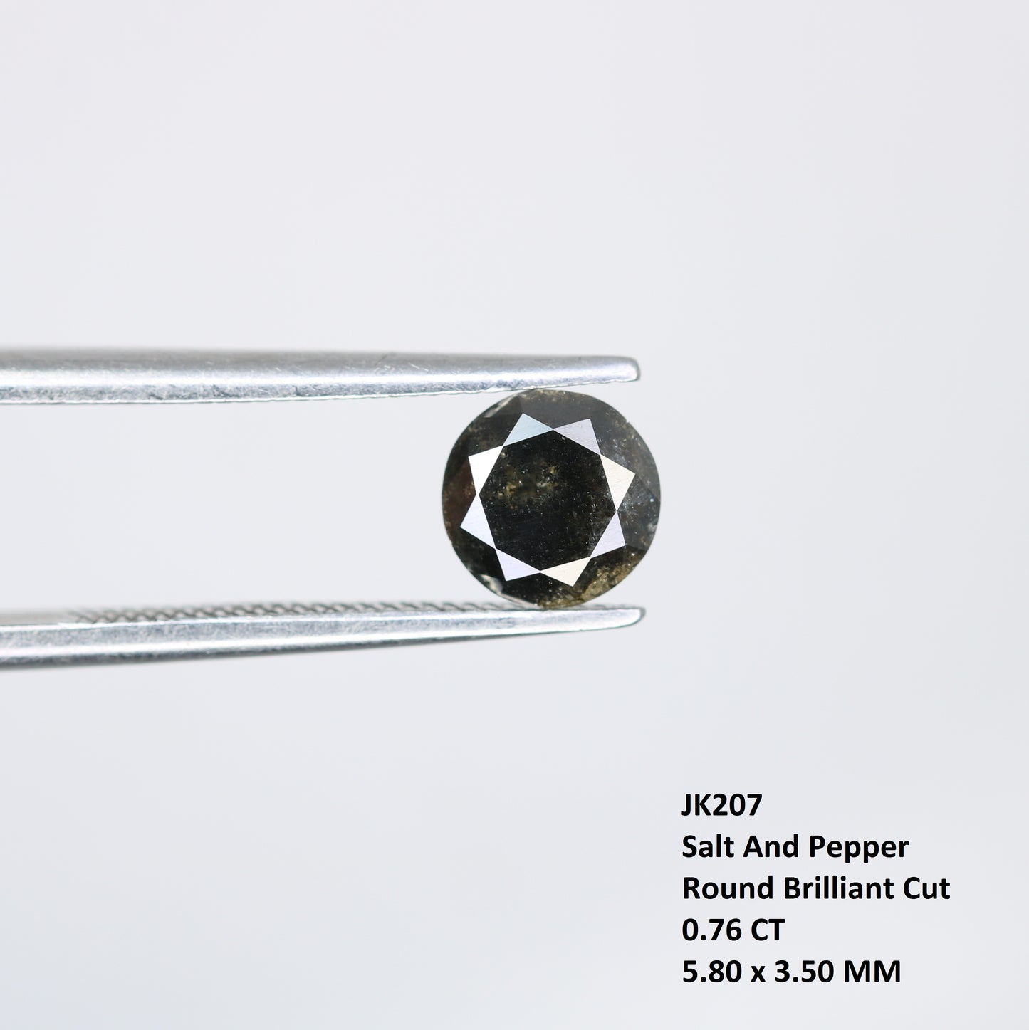 0.76 CT Salt and Pepper Round Brilliant Cut Diamond For Engagement Ring - JayKrishna Diamond