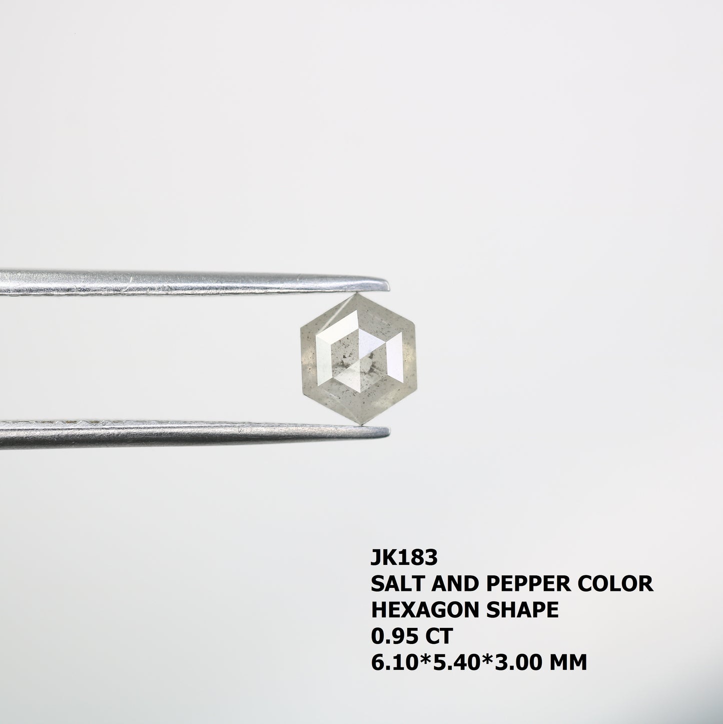 0.95 CT Hexagon Shape Salt And Pepper Diamond For Engagement Ring - JayKrishna Diamond