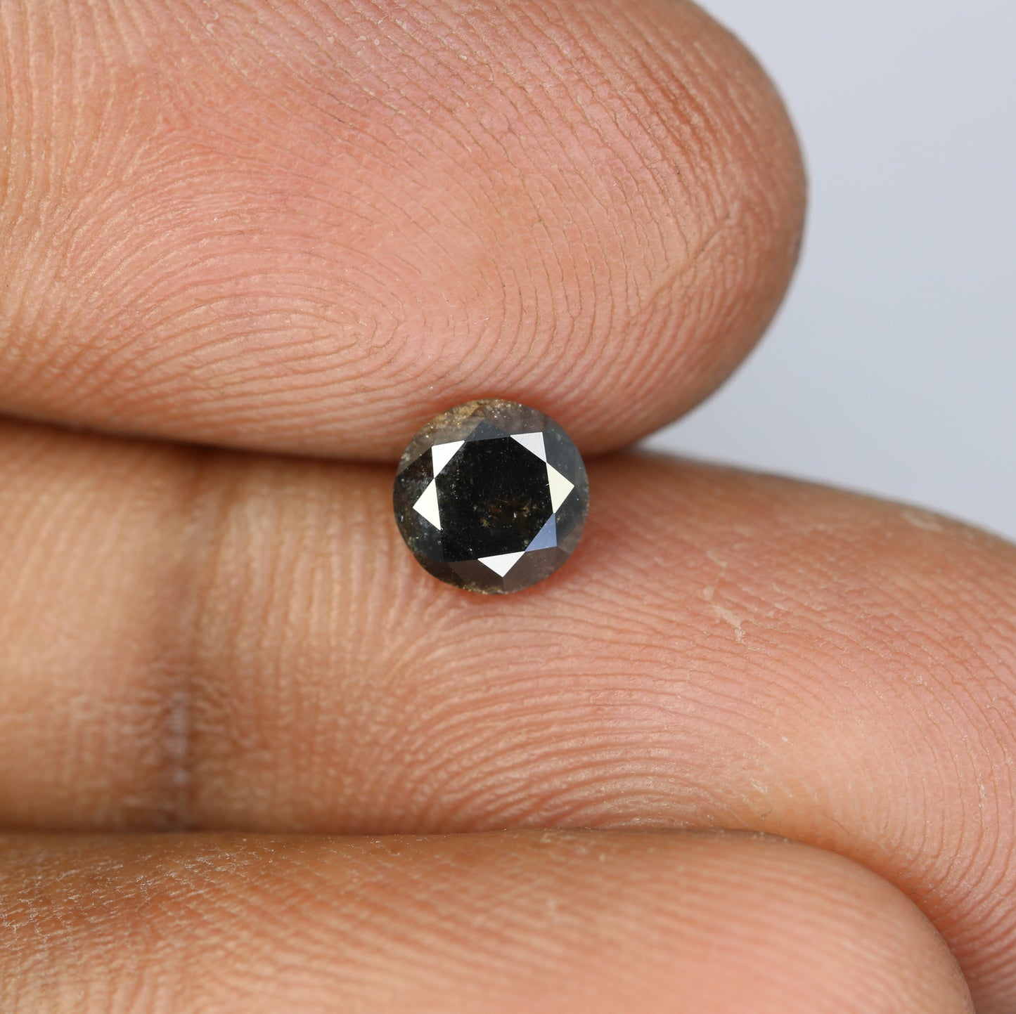 0.76 CT Salt and Pepper Round Brilliant Cut Diamond For Engagement Ring - JayKrishna Diamond