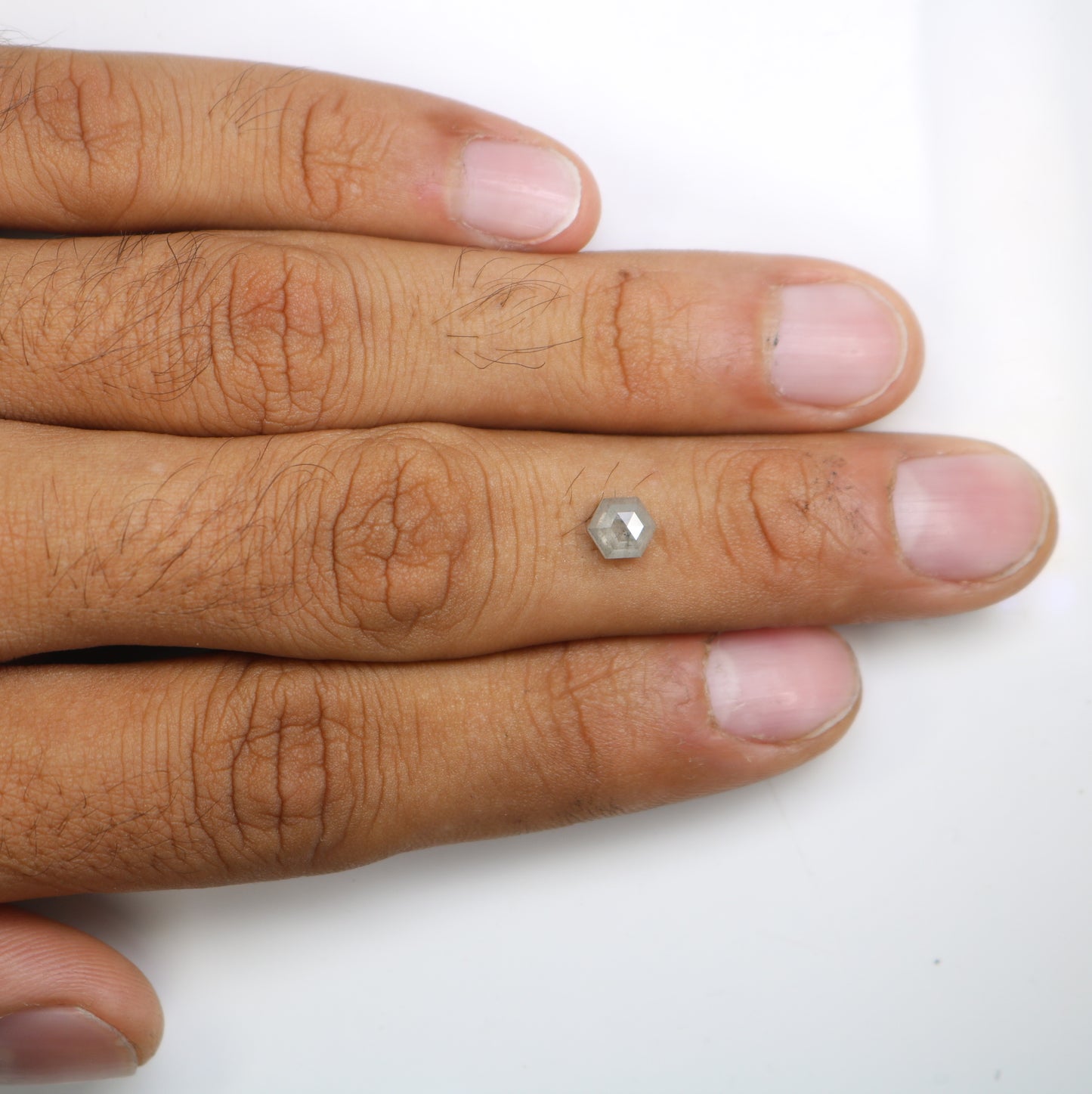 0.95 CT Hexagon Shape Salt And Pepper Diamond For Engagement Ring - JayKrishna Diamond