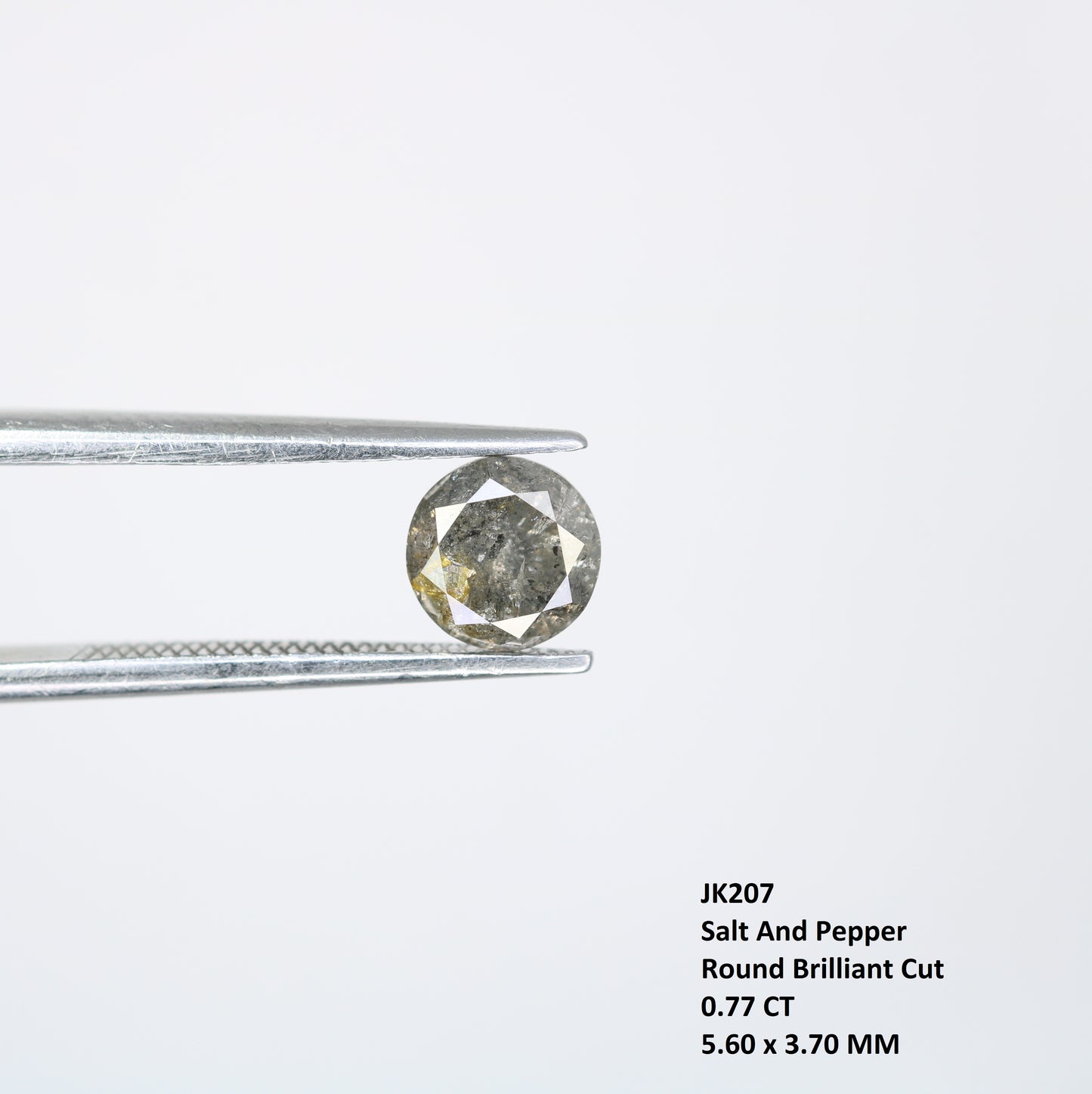 0.77 CT Round Brilliant Cut Salt and Pepper Diamond For Engagement Ring - JayKrishna Diamond