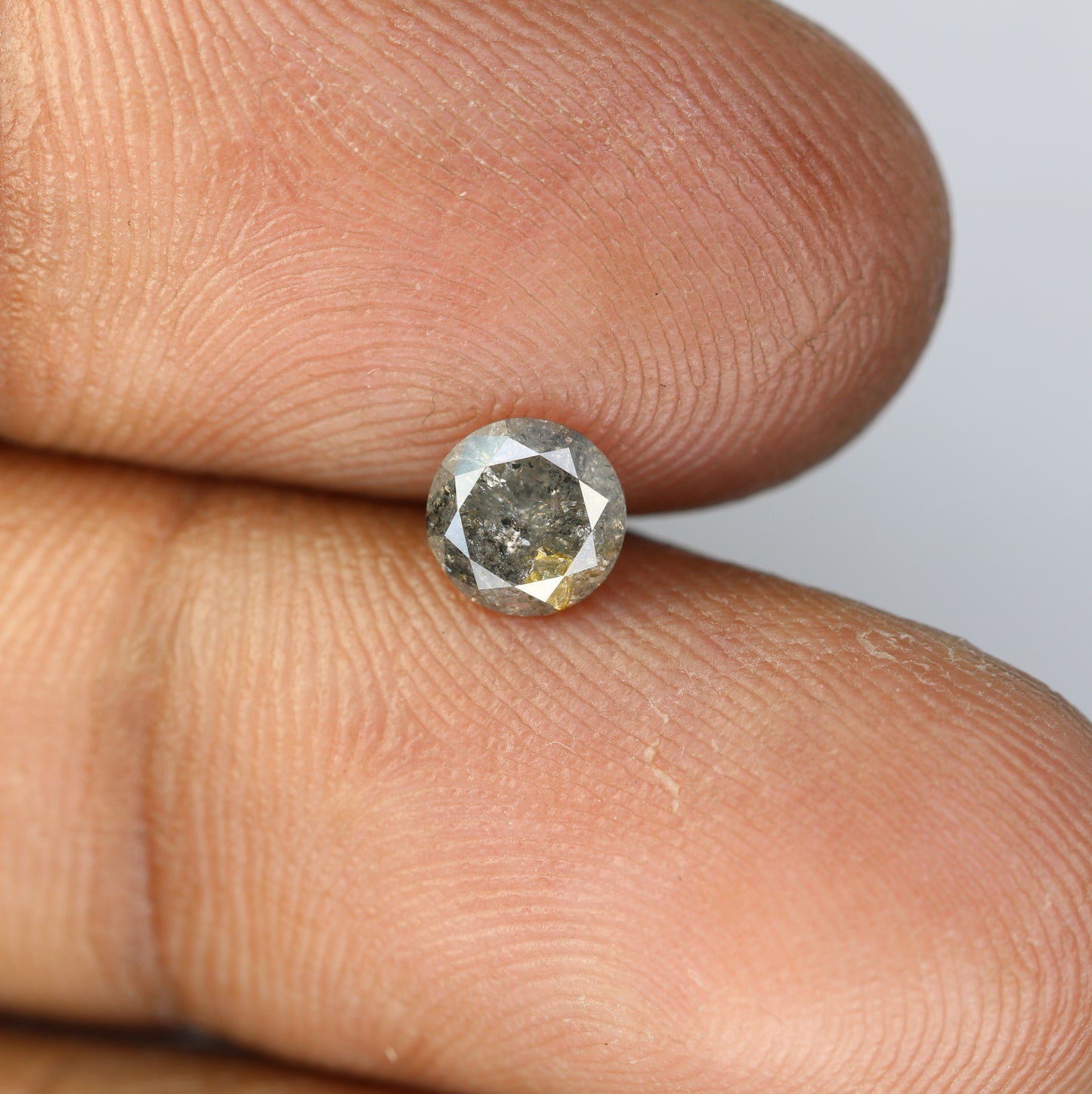 0.77 CT Round Brilliant Cut Salt and Pepper Diamond For Engagement Ring - JayKrishna Diamond