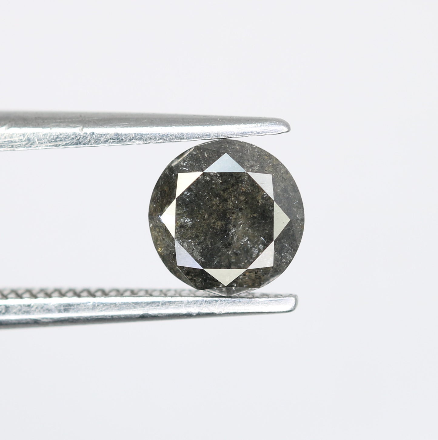 0.70 CT Salt and Pepper Round Brilliant Cut Diamond For Engagement Ring - JayKrishna Diamond