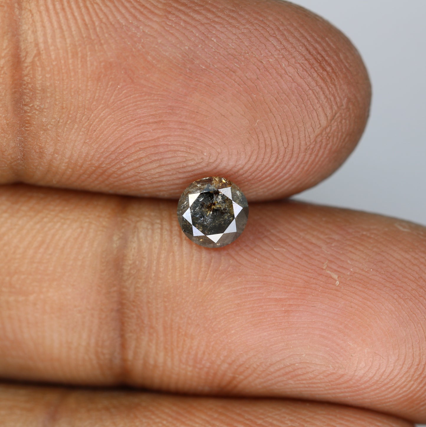 0.70 CT Round Brilliant Cut Salt and Pepper Diamond For Engagement Ring - JayKrishna Diamond