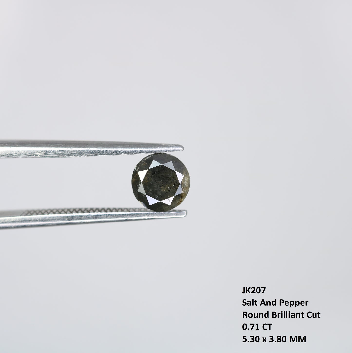 0.71 CT Salt and Pepper Round Brilliant Cut Diamond For Engagement Ring - JayKrishna Diamond