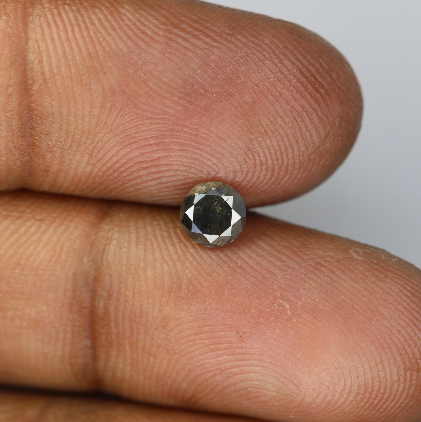 0.71 CT Salt and Pepper Round Brilliant Cut Diamond For Engagement Ring - JayKrishna Diamond