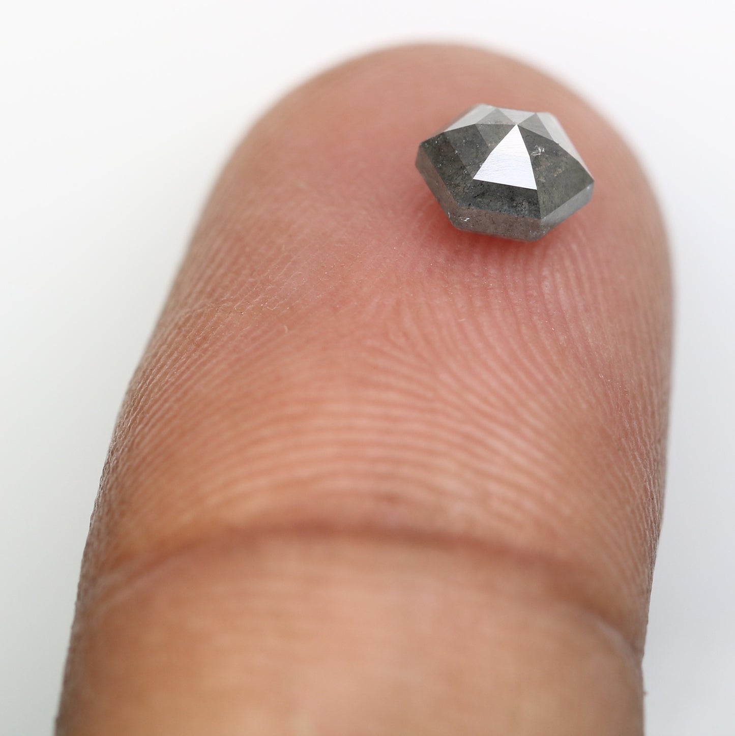 0.87 CT Hexagon Shape Salt And Pepper Diamond For Engagement Ring - JayKrishna Diamond