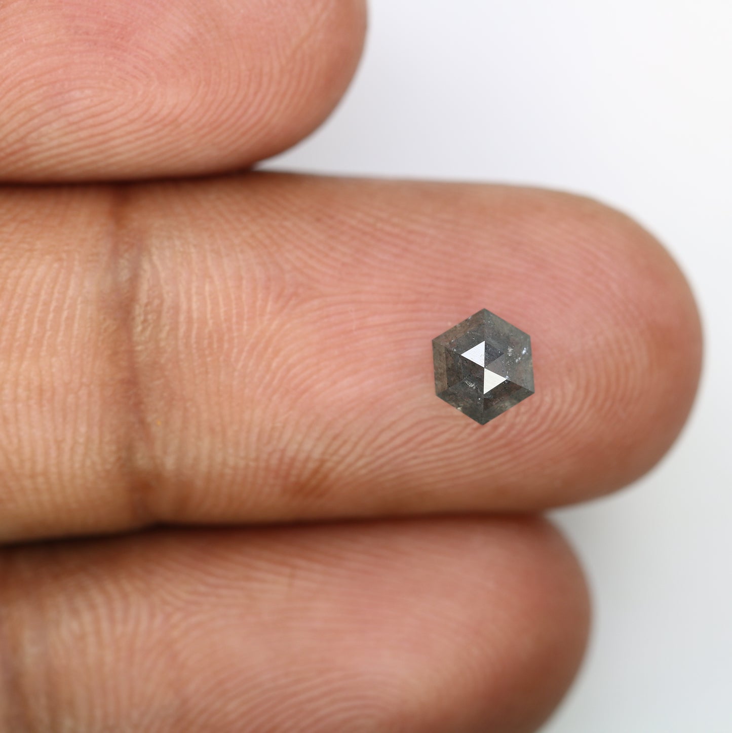 0.87 CT Hexagon Shape Salt And Pepper Diamond For Engagement Ring - JayKrishna Diamond