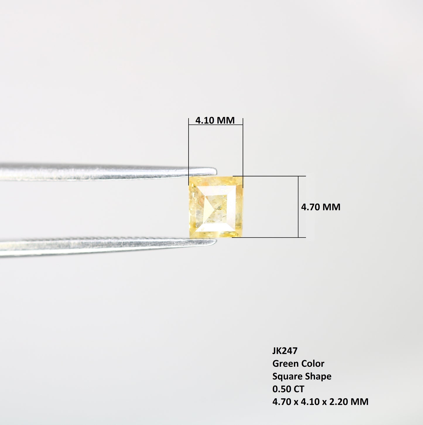 0.50 CT 4.7 x 4.1 MM Fancy Green Loose Square Shaped Rustic Diamond For Wedding Ring - JayKrishna Diamond