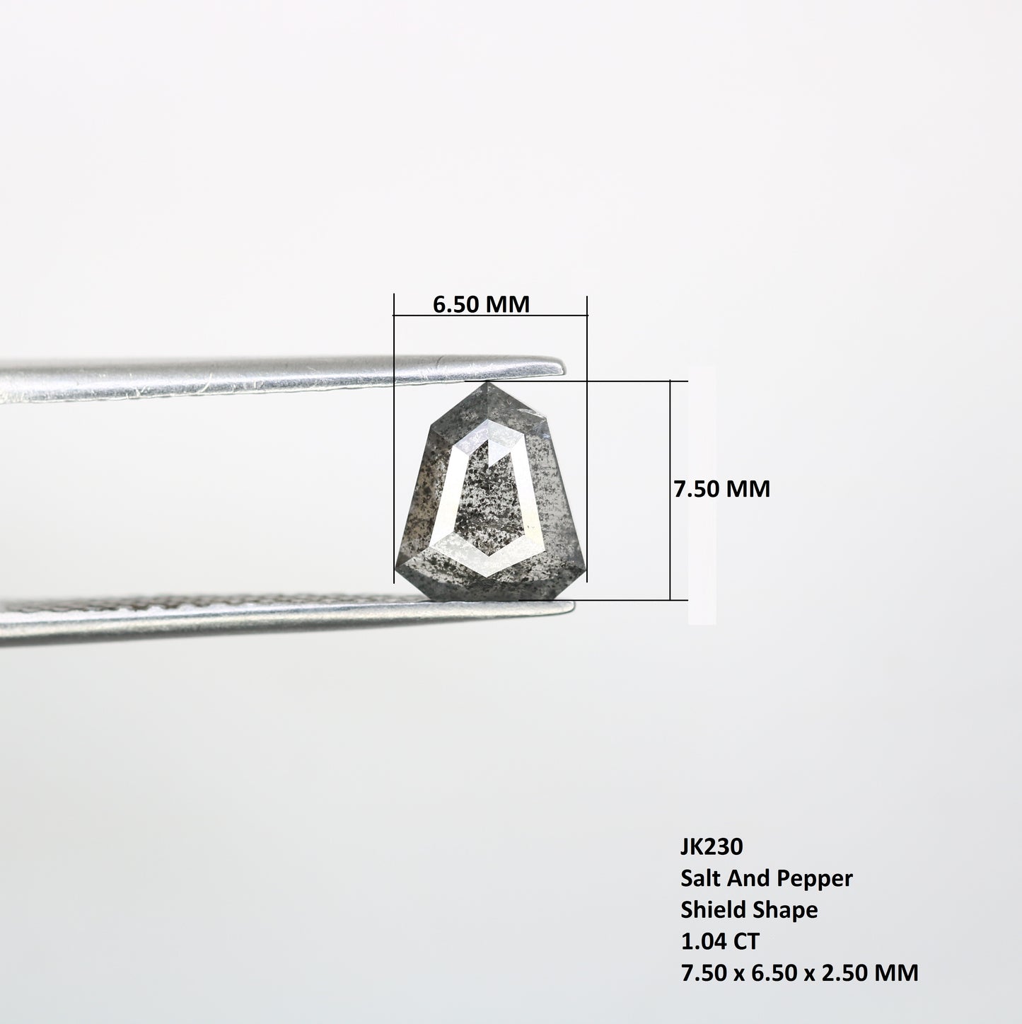 1.04 CT Salt And Pepper Shield Shaped Natural Diamond For Engagement Ring - JayKrishna Diamond